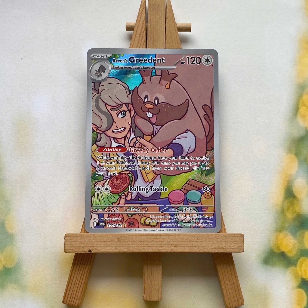 Thẻ hình Pokemon Arven's Greedent 205/182 - Lá bài lẻ Destined Rivals Illustration Rare tiếng Anh chính hãng