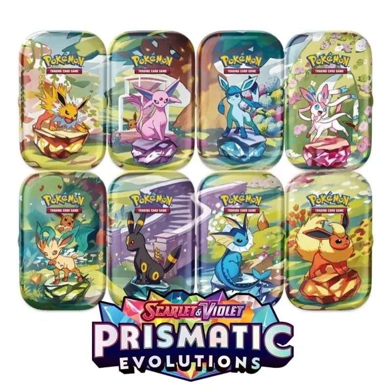 Hộp thẻ bài Mini Tins Display Prismatic Evolutions tiếng Anh - Series Scarlet & Violet Pokemon TCG Box chính hãng