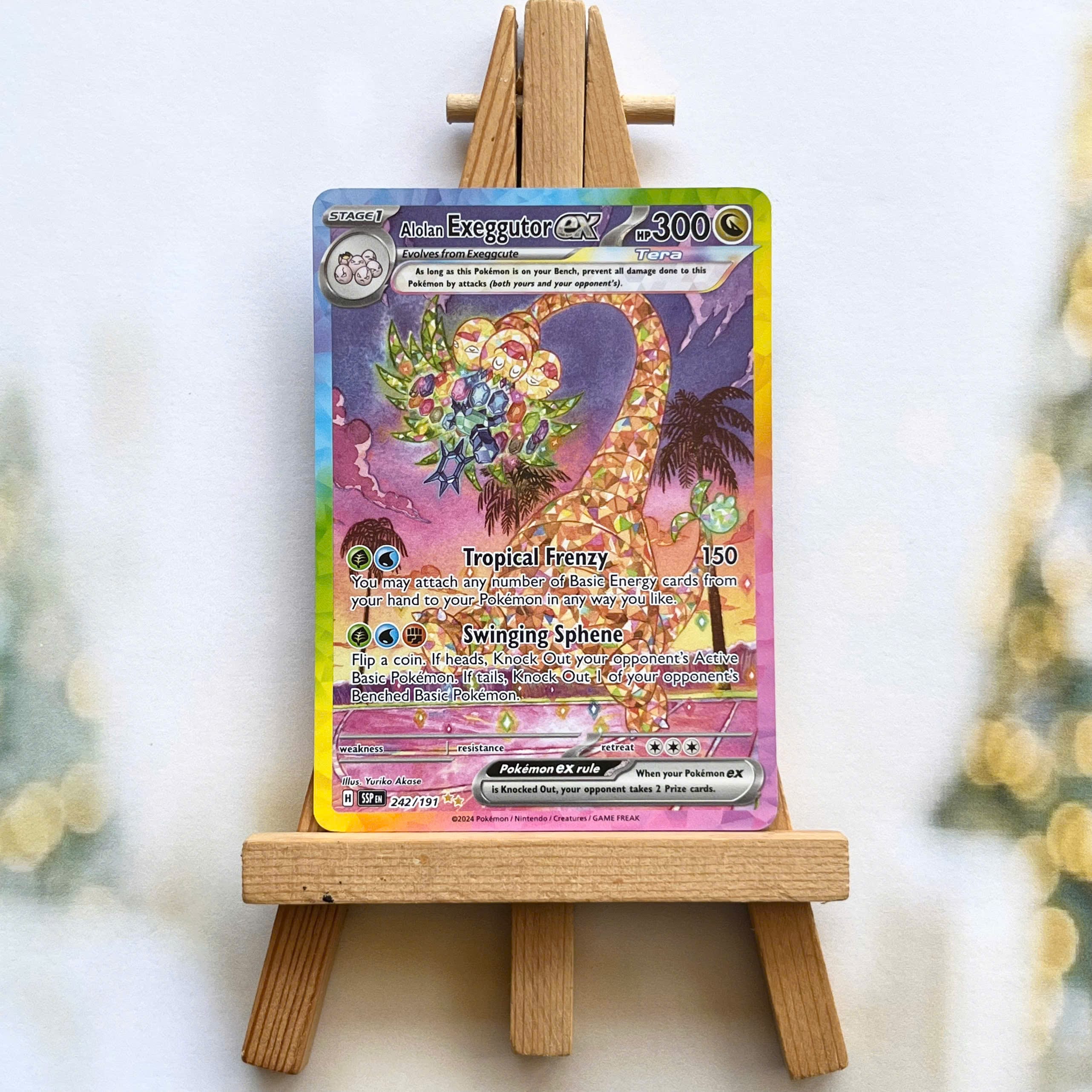 Thẻ hình Pokemon Alolan Exeggutor ex 242/191 - Lá bài lẻ Surging Sparks Special Illustration Rare tiếng Anh chính hãng