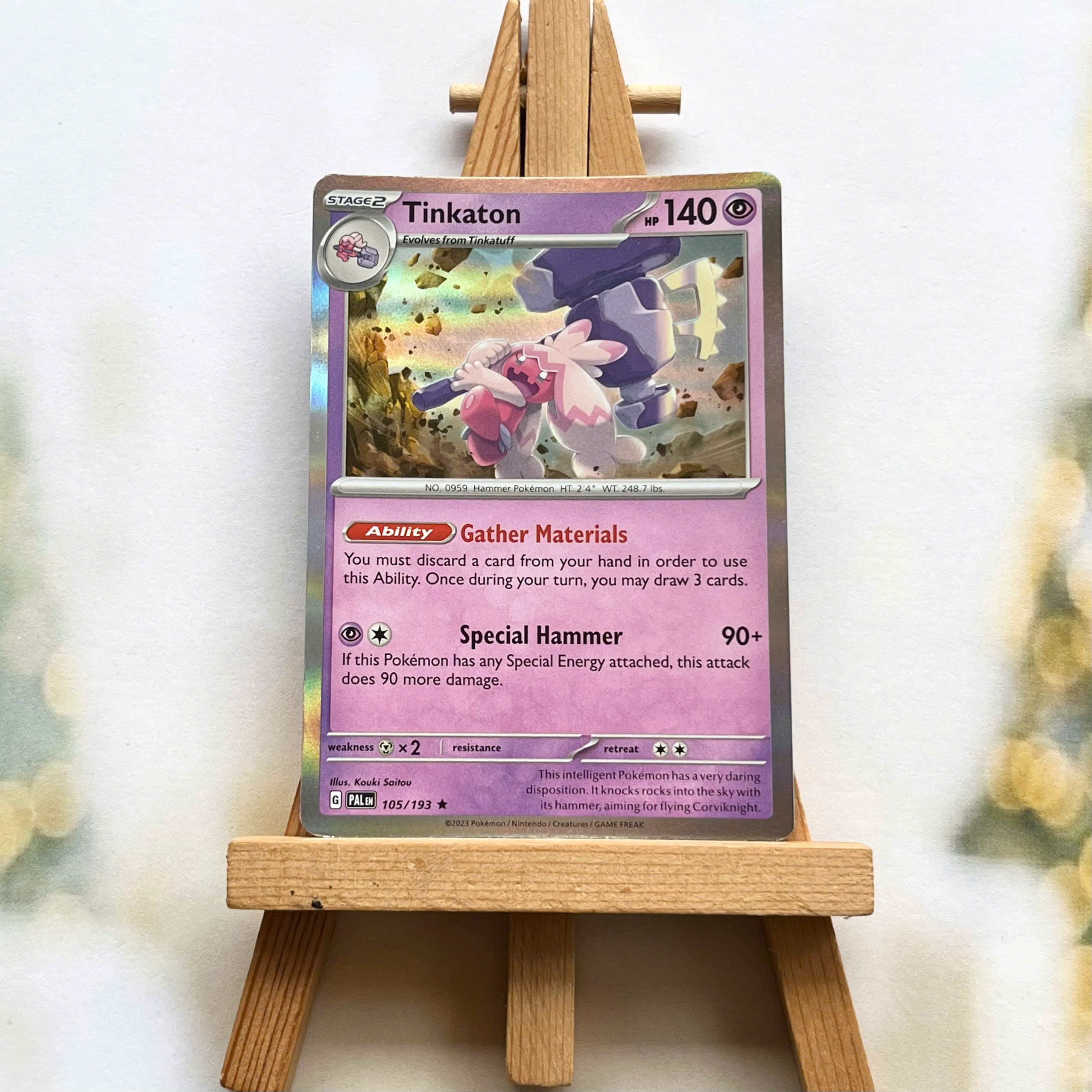 Thẻ hình Pokemon Tinkaton 105/193 - Lá bài lẻ Scarlet & Violet: Paldea Evolved Rare Reverse Holo tiếng Anh chính hãng