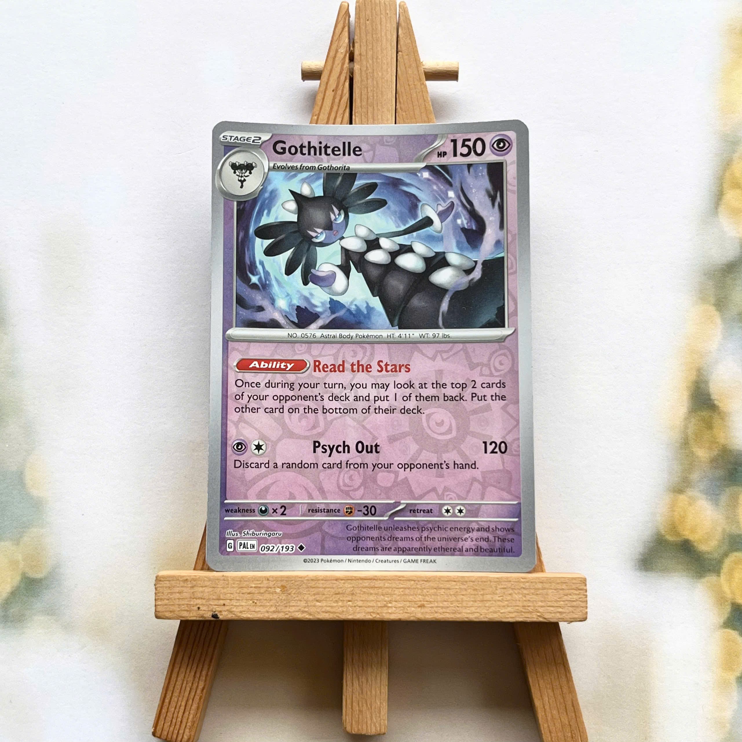 Thẻ hình Pokemon Gothitelle 092/193 - Lá bài lẻ Paldea Evolved Uncommon Reverse Holo tiếng Anh chính hãng