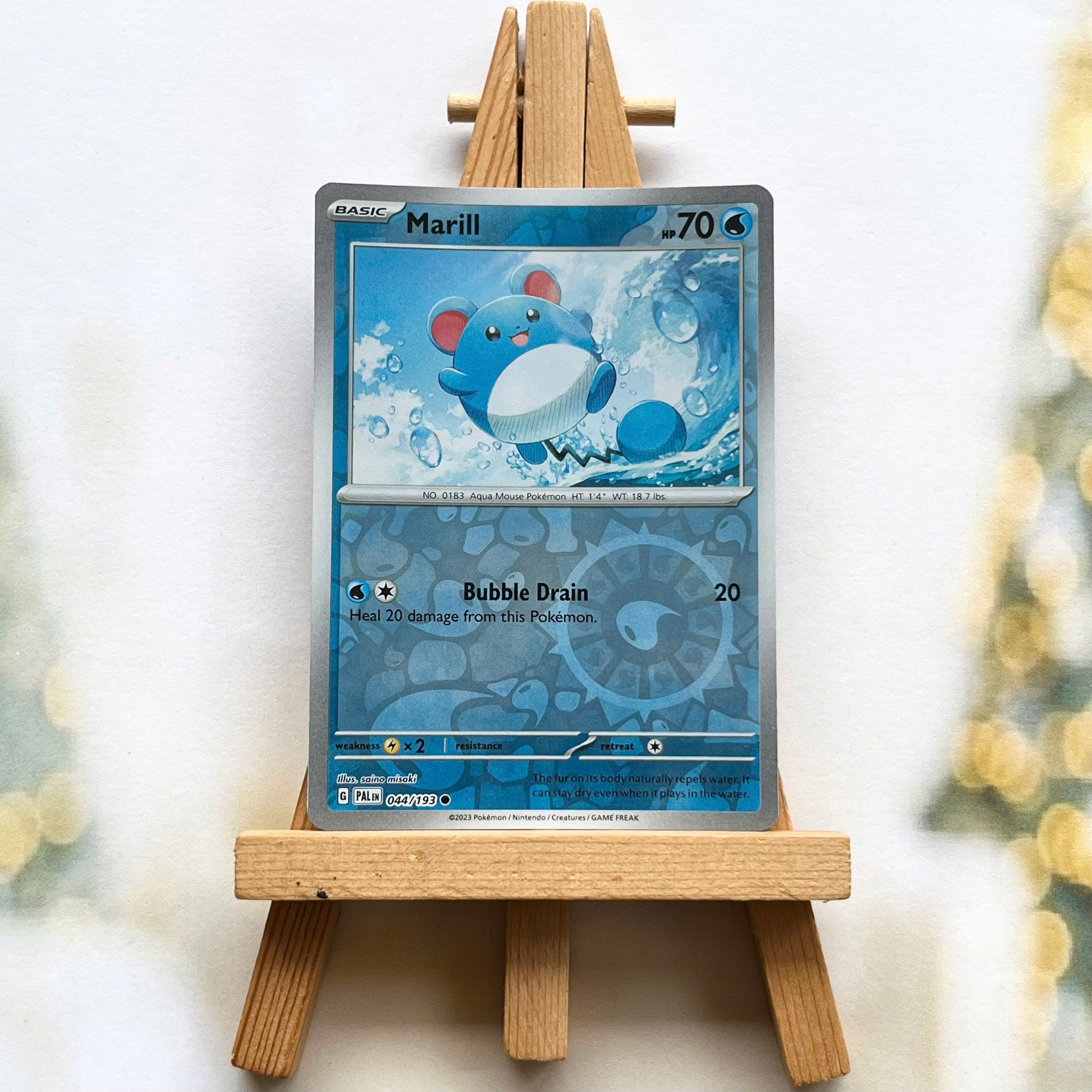 Thẻ hình Pokemon Marill 044/193 - Lá bài lẻ Paldea Evolved Common Reverse Holo tiếng Anh chính hãng