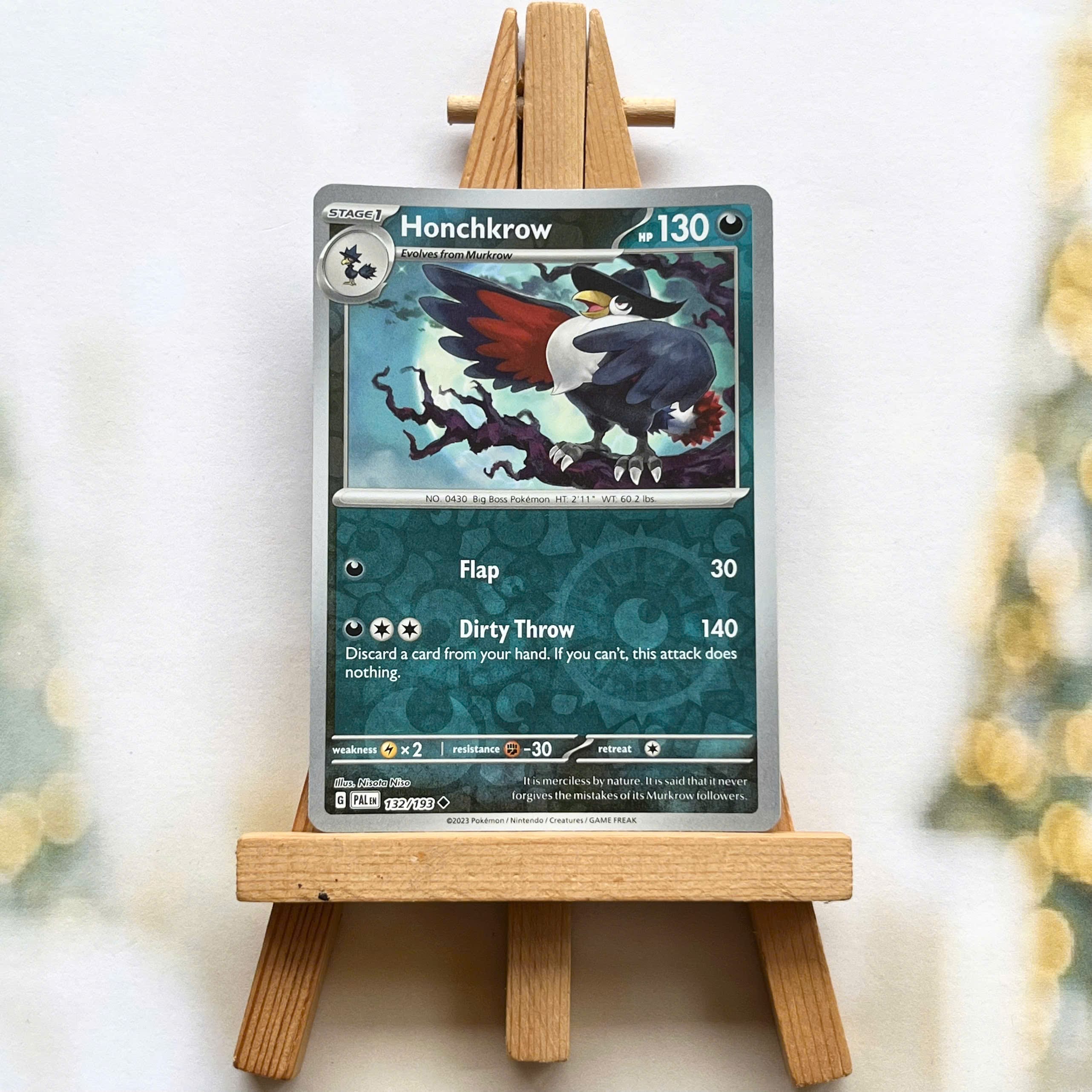 Thẻ hình Pokemon Honchkrow 132/193 - Lá bài lẻ Paldea Evolved Uncommon Reverse Holo tiếng Anh chính hãng