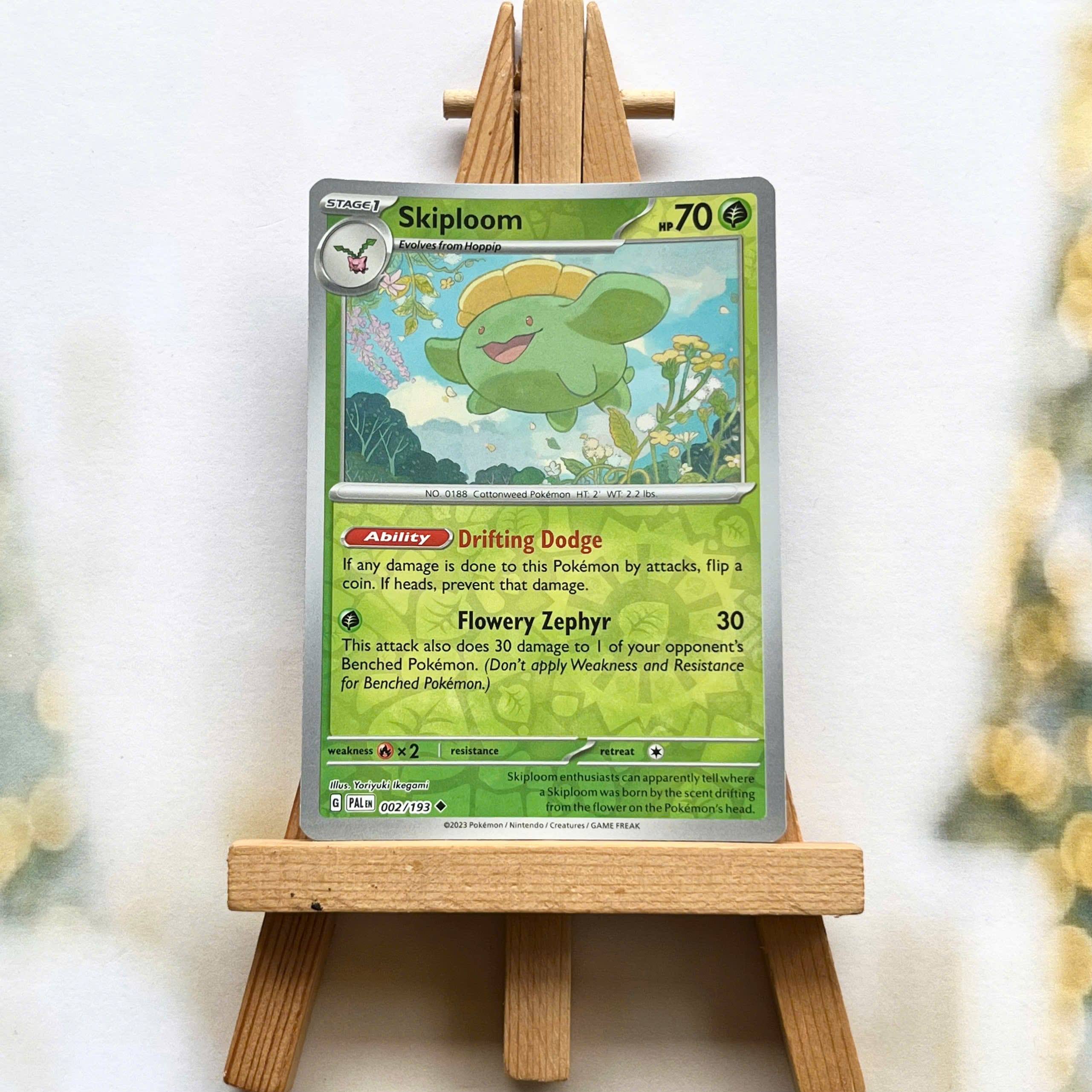 Thẻ hình Pokemon Skiploom 002/193 - Lá bài lẻ Paldea Evolved Uncommon Reverse Holo tiếng Anh chính hãng
