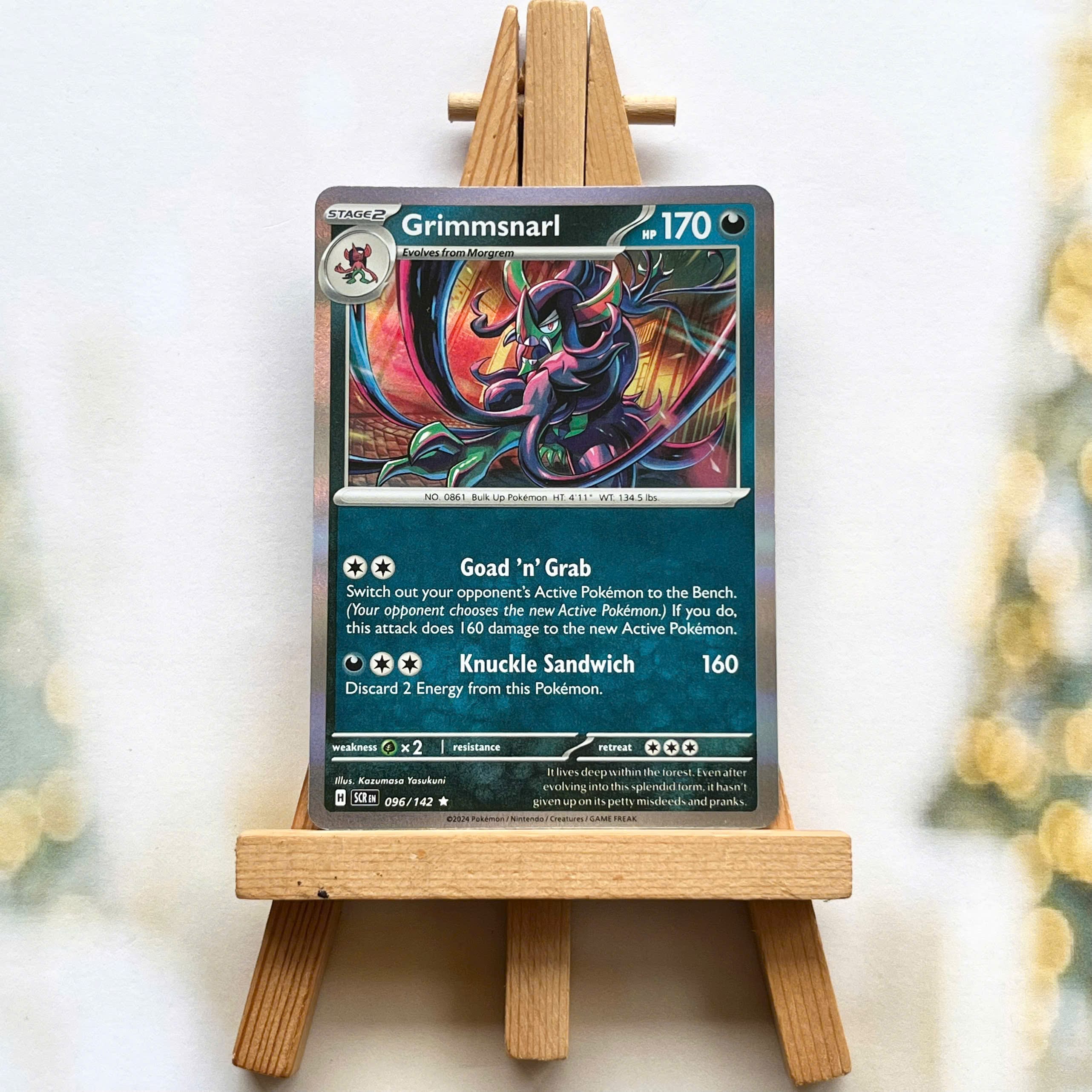 Thẻ hình Pokemon Grimmsnarl 096/142 - Lá bài lẻ Stellar Crown Rare Reverse Holo tiếng Anh chính hãng