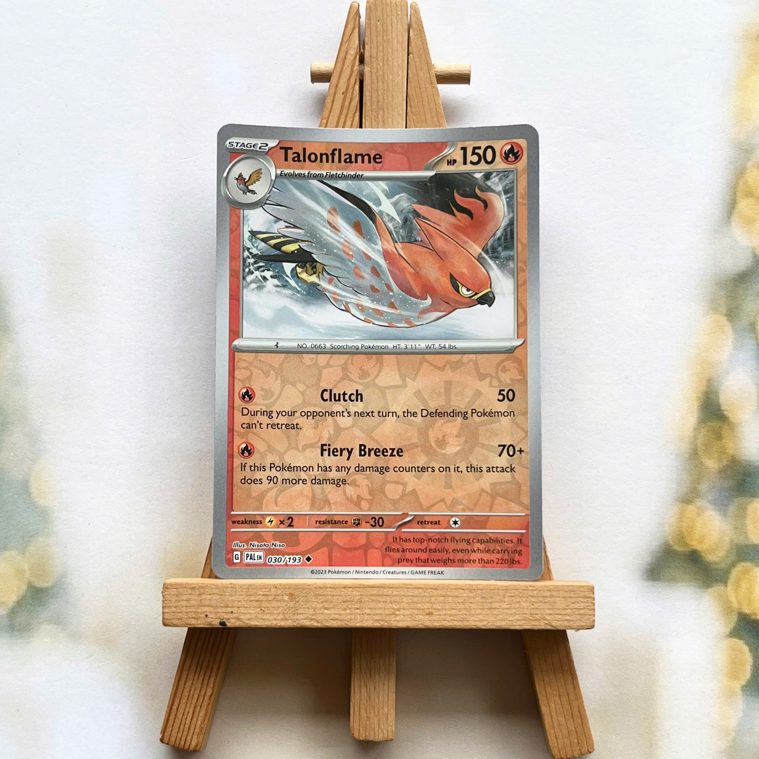 Thẻ hình Pokemon Talonflame 030/193 - Lá bài lẻ Paldea Evolved Uncommon Reverse Holo tiếng Anh chính hãng