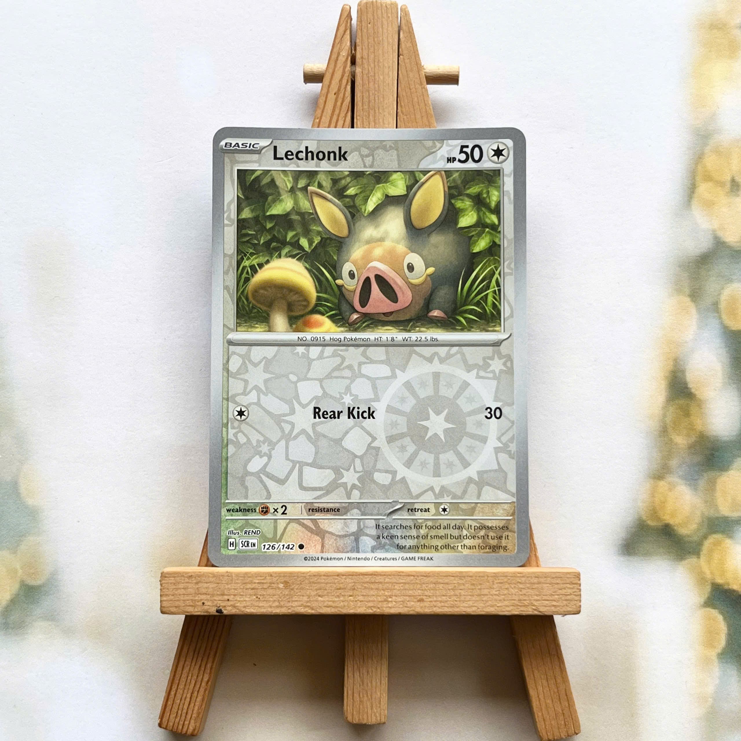 Thẻ hình Pokemon Lechonk 126/142 - Lá bài lẻ Stellar Crown Common Reverse Holo tiếng Anh chính hãng