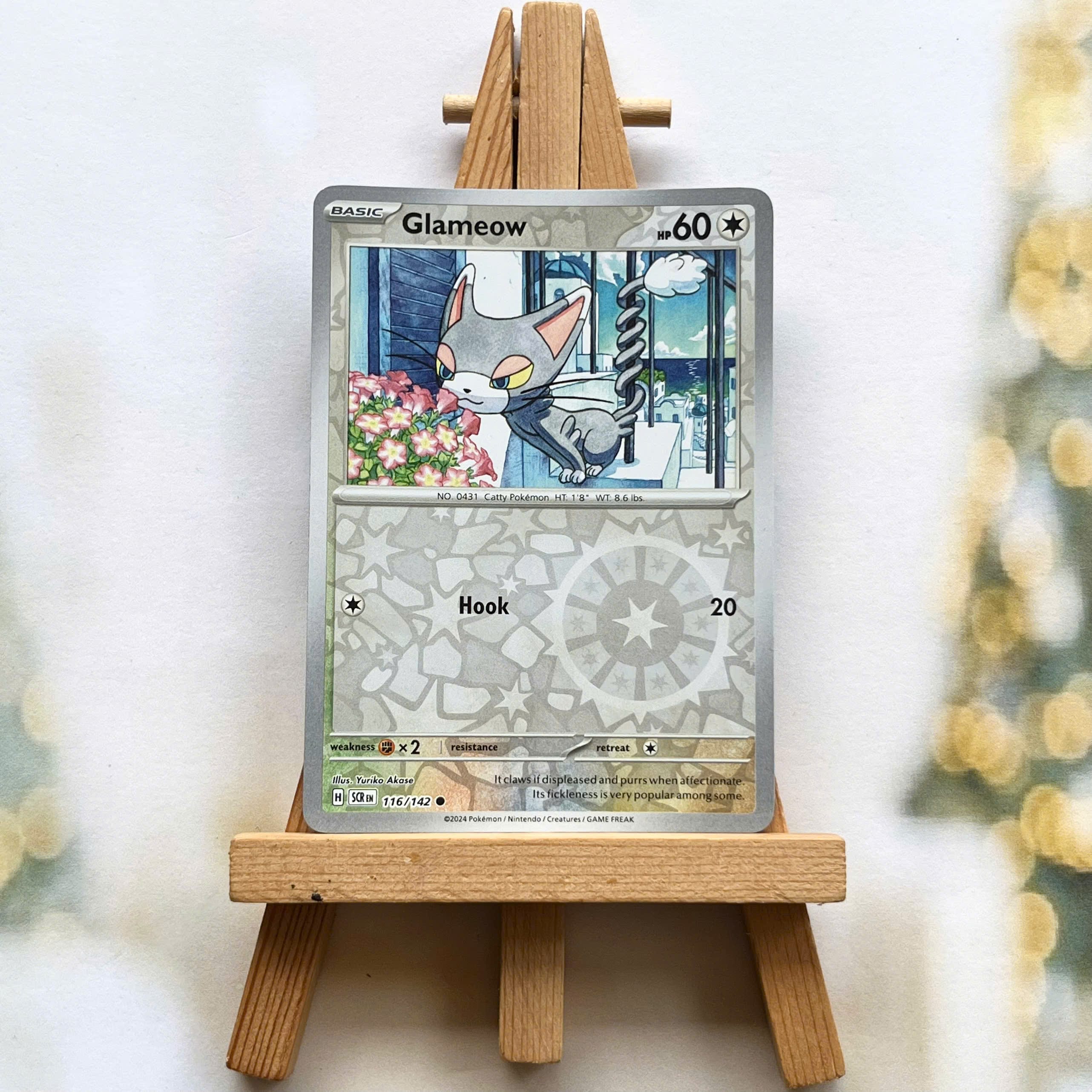 Thẻ hình Pokemon Glameow 116/142 - Lá bài lẻ Stellar Crown Common Reverse Holo tiếng Anh chính hãng