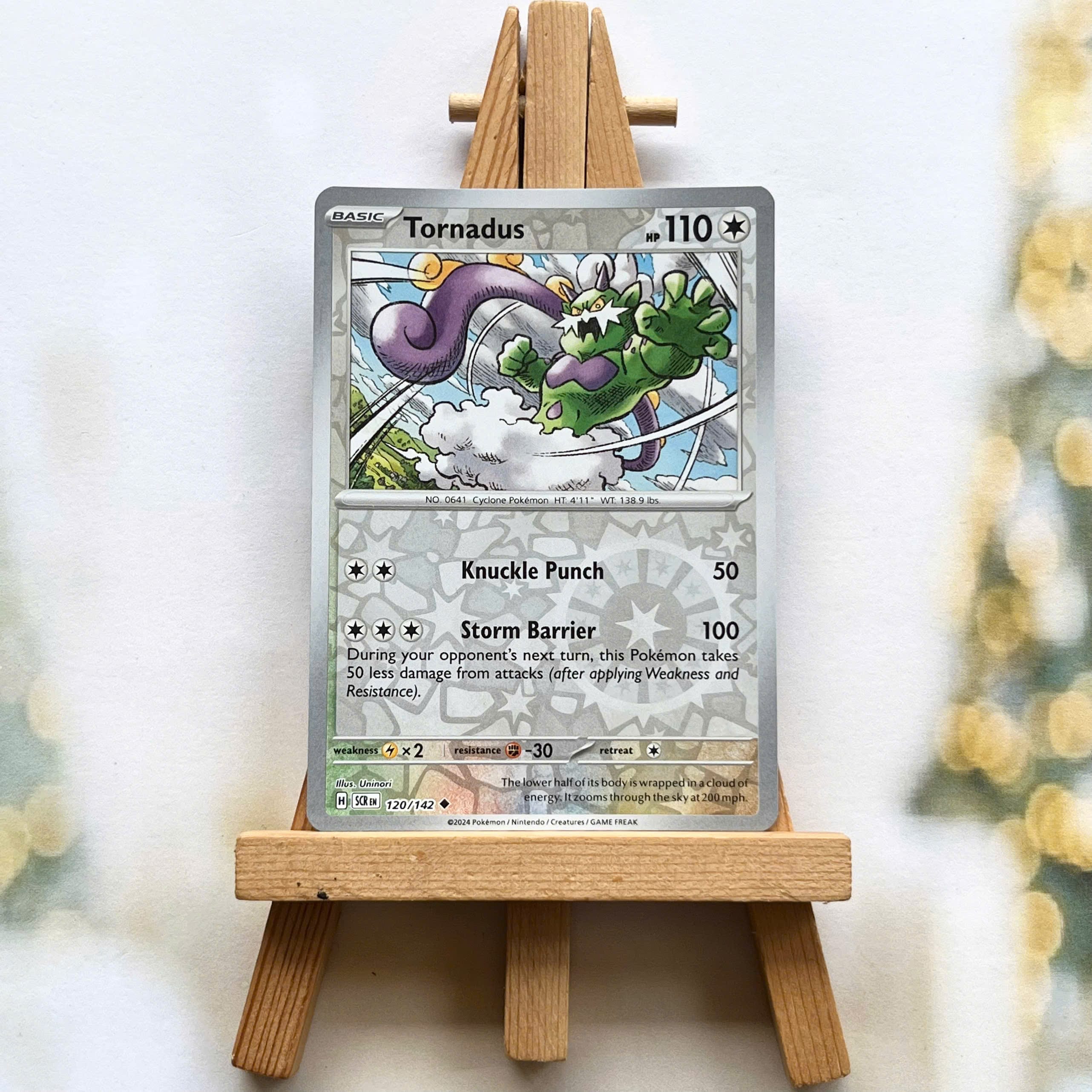 Thẻ hình Pokemon Tornadus 120/142 - Lá bài lẻ Stellar Crown Uncommon Reverse Holo tiếng Anh chính hãng