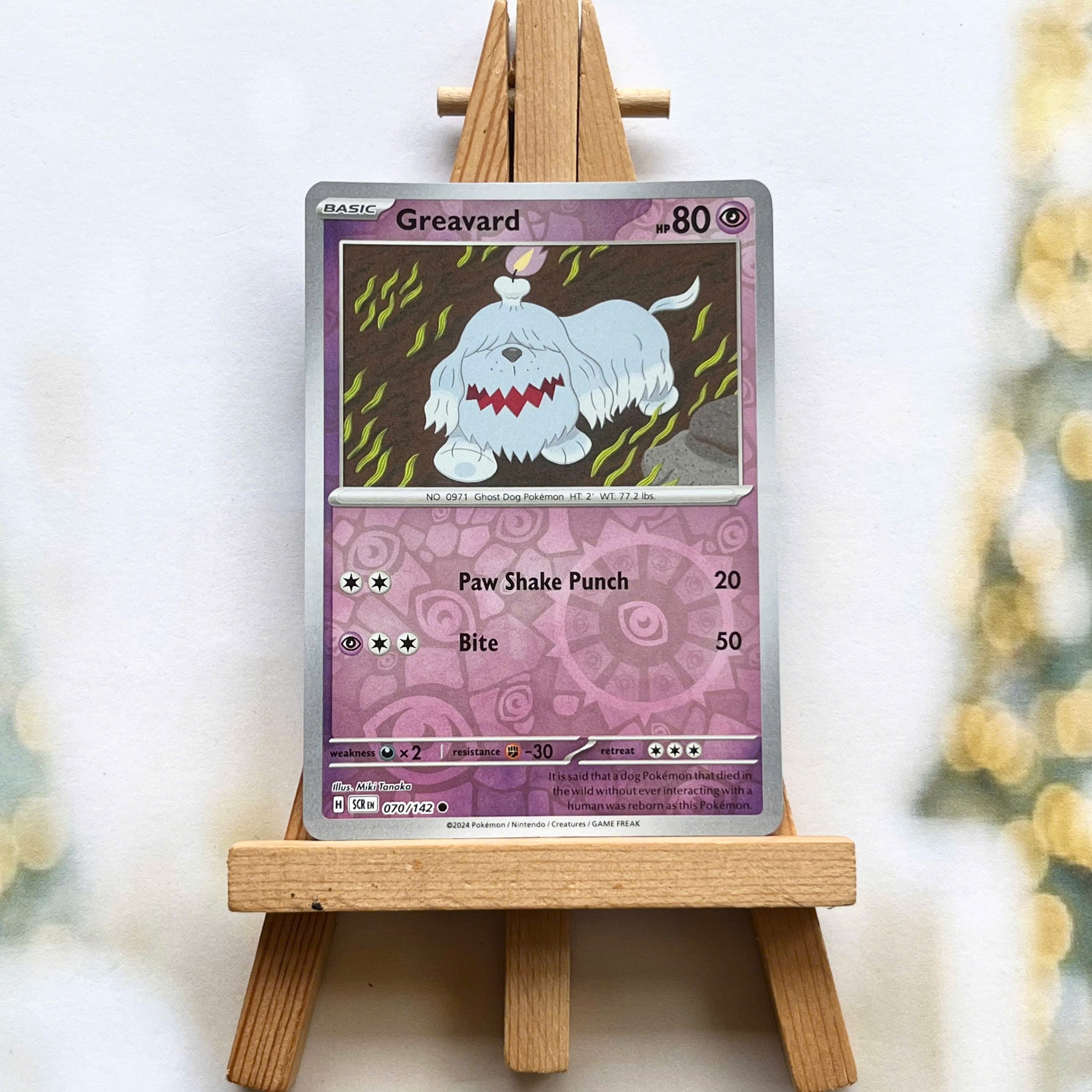 Thẻ hình Pokemon Greavard 070/142 - Lá bài lẻ Stellar Crown Common Reverse Holo tiếng Anh chính hãng