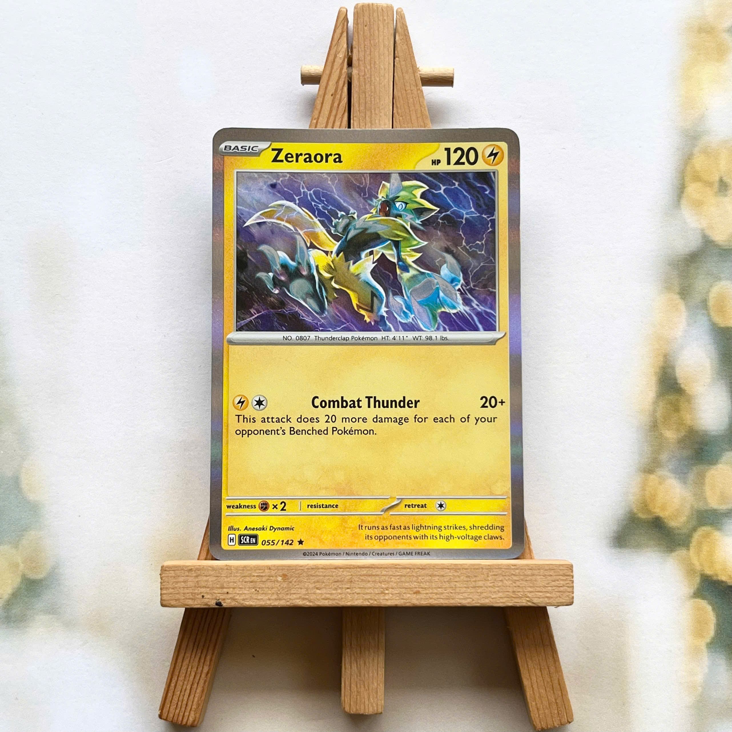 Thẻ hình Pokemon Zeraora 055/142 - Lá bài lẻ Stellar Crown Rare Reverse Holo tiếng Anh chính hãng