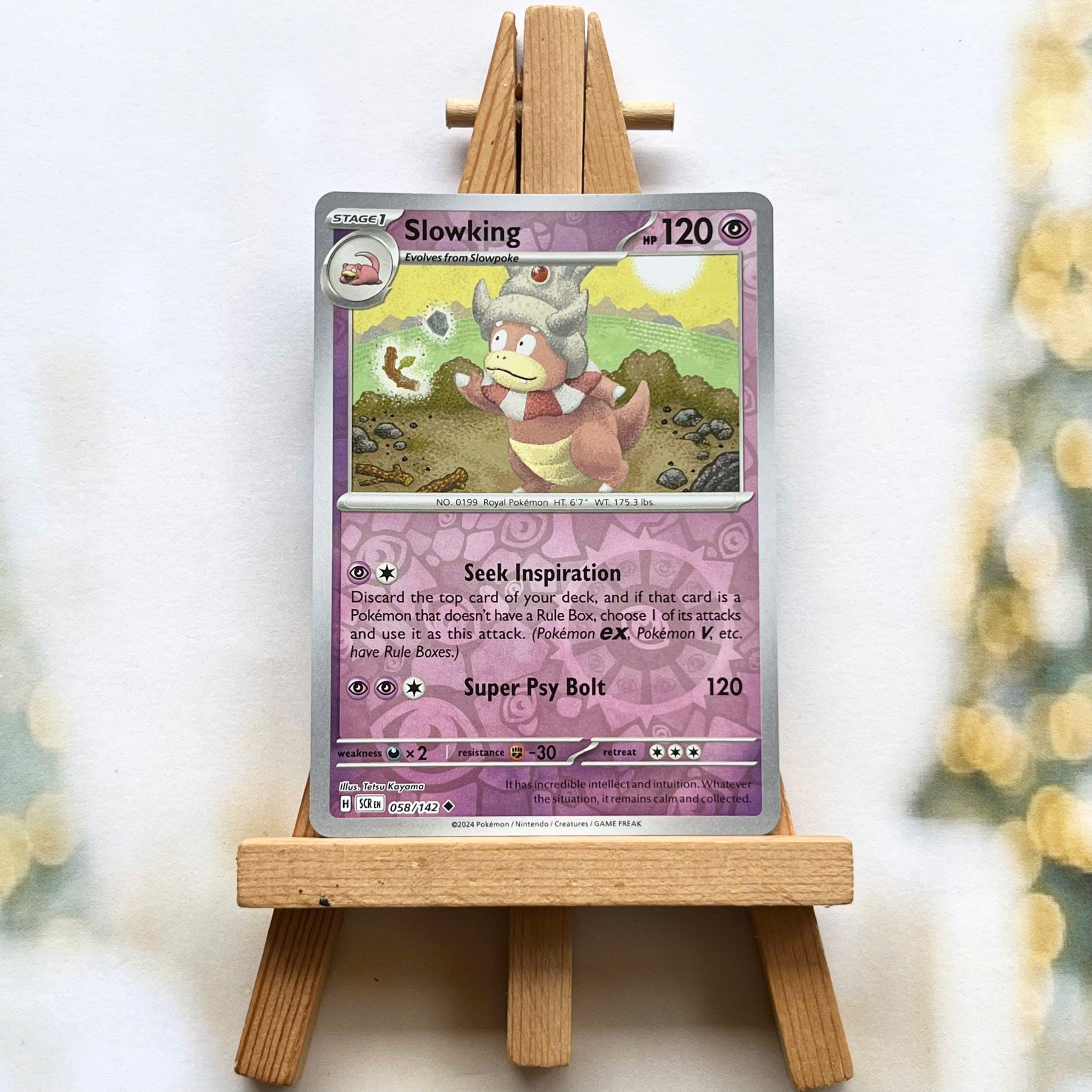 Thẻ hình Pokemon Slowking 058/142 - Lá bài lẻ Stellar Crown Uncommon Reverse Holo tiếng Anh chính hãng