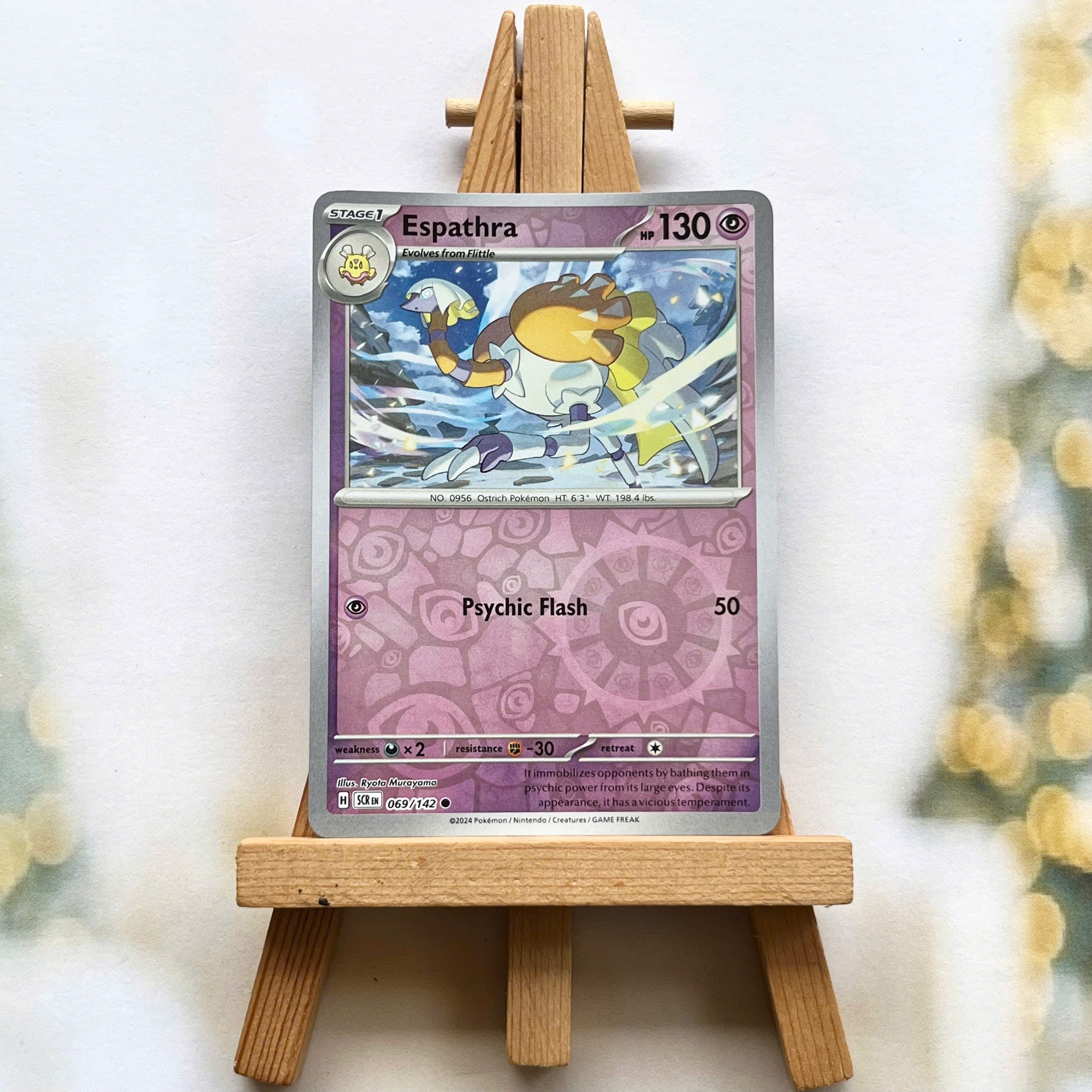 Thẻ hình Pokemon Espathra 069/142 - Lá bài lẻ Stellar Crown Common Reverse Holo tiếng Anh chính hãng