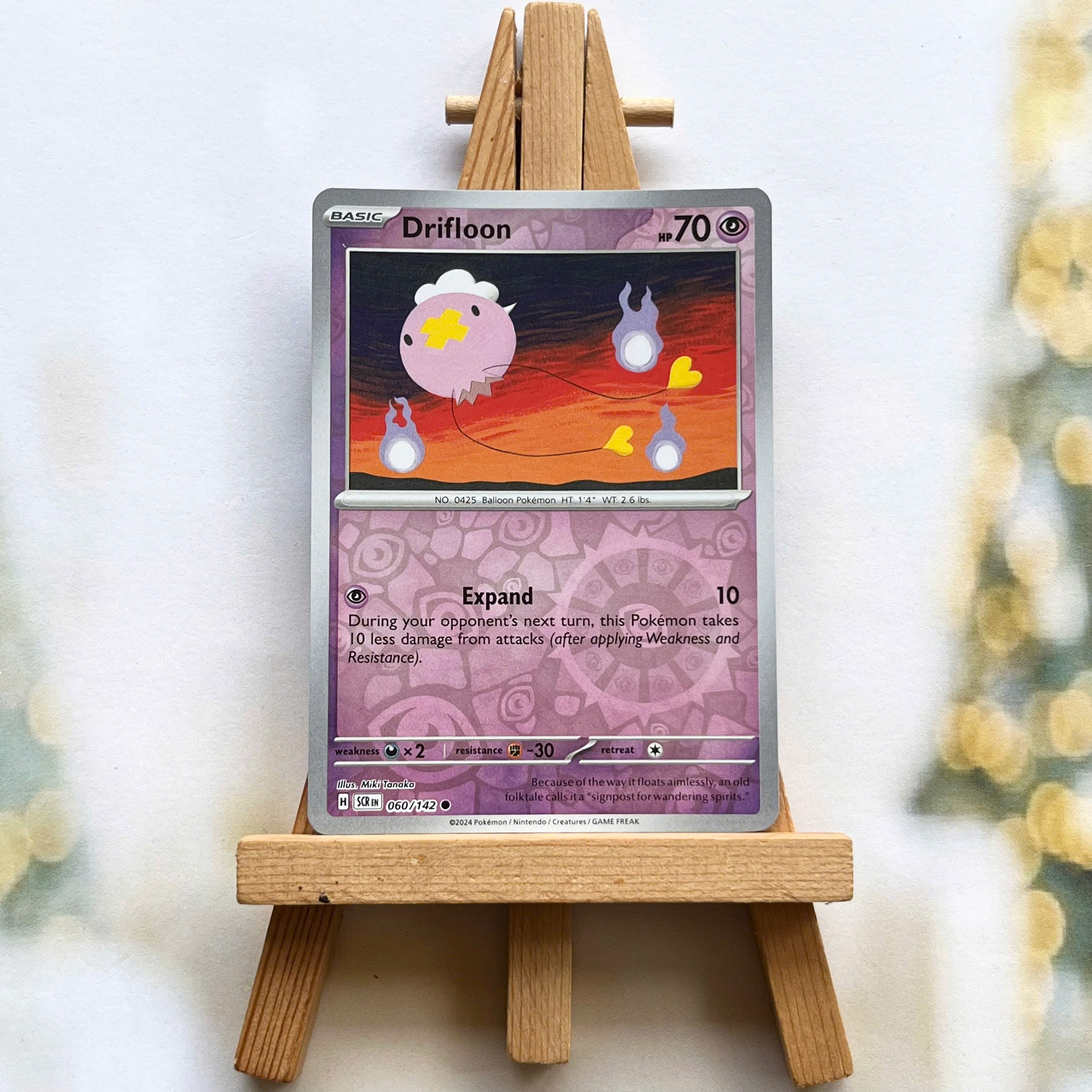 Thẻ hình Pokemon Drifloon 060/142 - Lá bài lẻ Stellar Crown Common Reverse Holo tiếng Anh chính hãng