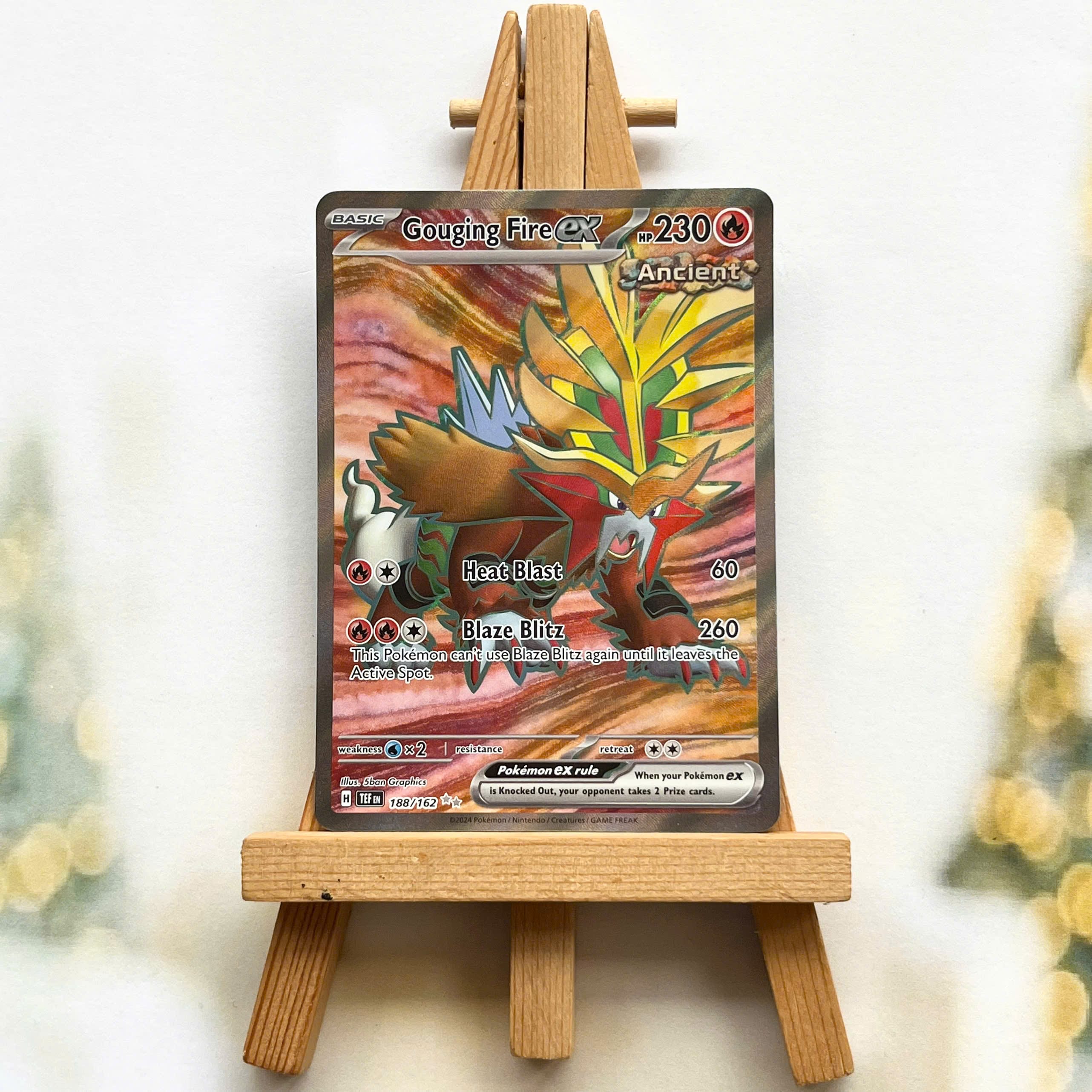 Thẻ hình Pokemon Gouging Fire ex 188/162 - Lá bài lẻ Temporal Forces Full Art Secret Rare tiếng Anh chính hãng