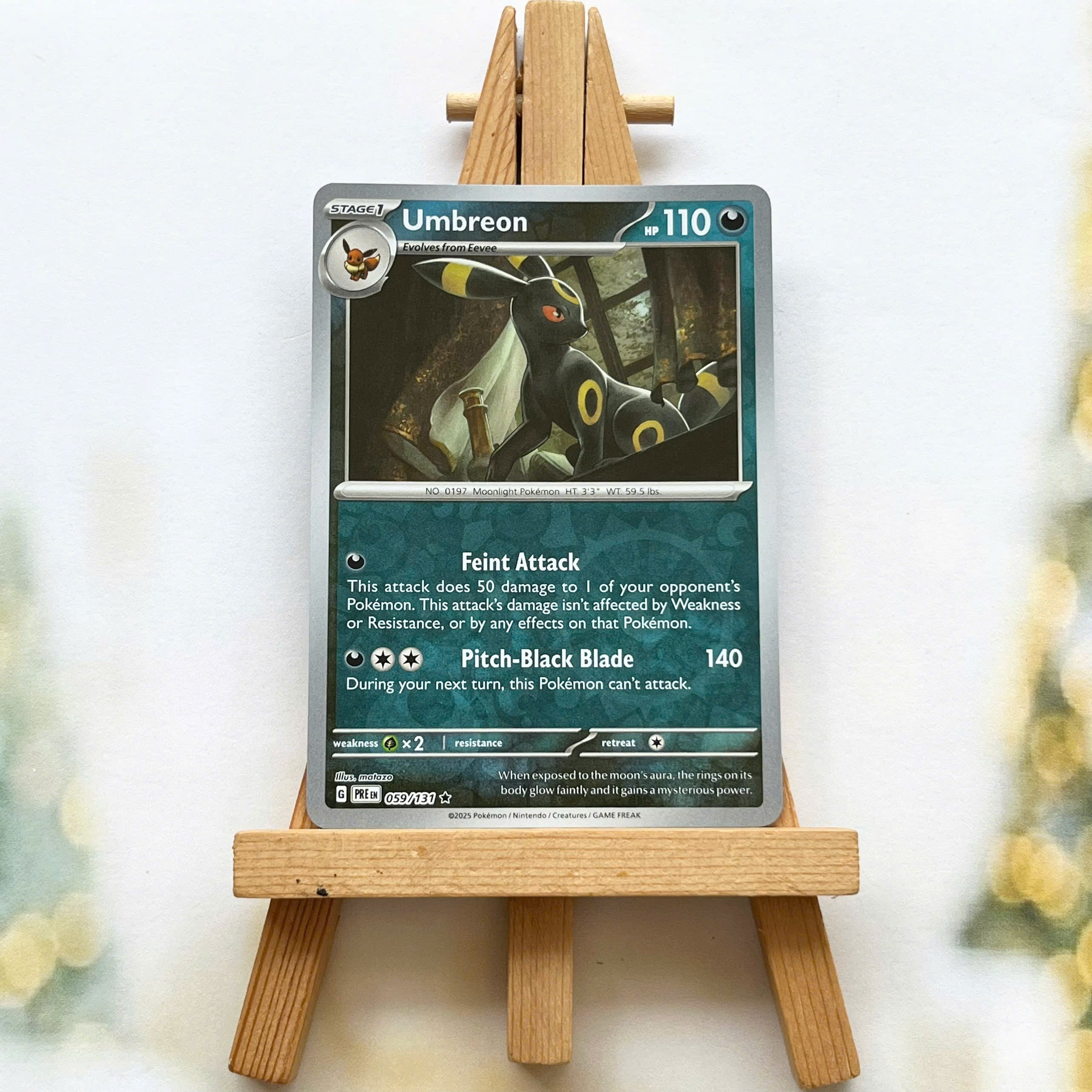 Thẻ hình Pokemon Umbreon 059/131 - Lá bài lẻ Prismatic Evolutions Rare Reverse Holo tiếng Anh chính hãng