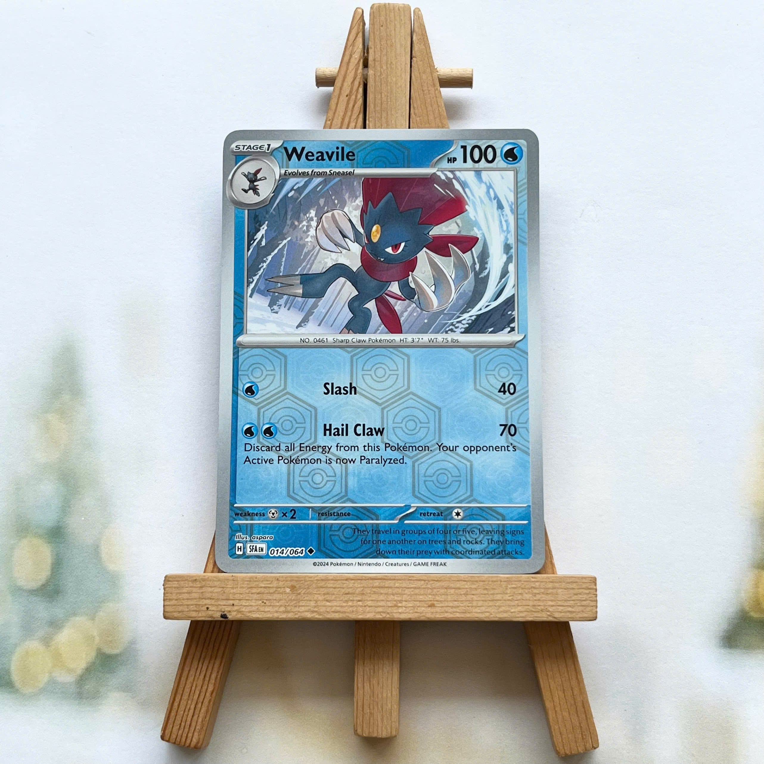 Thẻ hình Pokemon Weavile 014/064 - Lá bài Scarlet & Violet Shrouded Fable Uncommon Reverse Holo tiếng Anh chính hãng