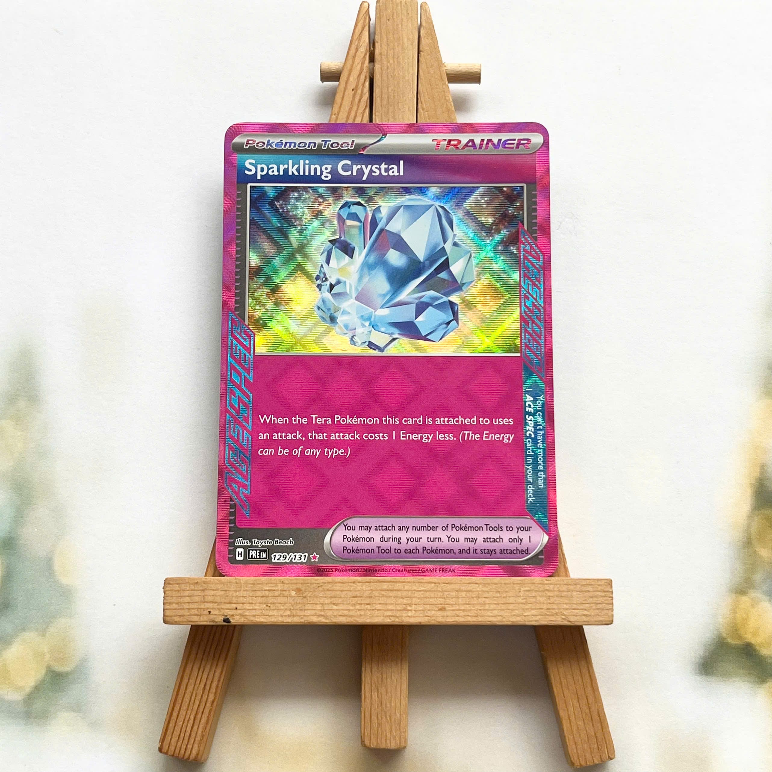 Thẻ hình Pokemon Sparkling Crystal 129/131 - Lá bài lẻ Prismatic Evolutions Ace Rare tiếng Anh chính hãng