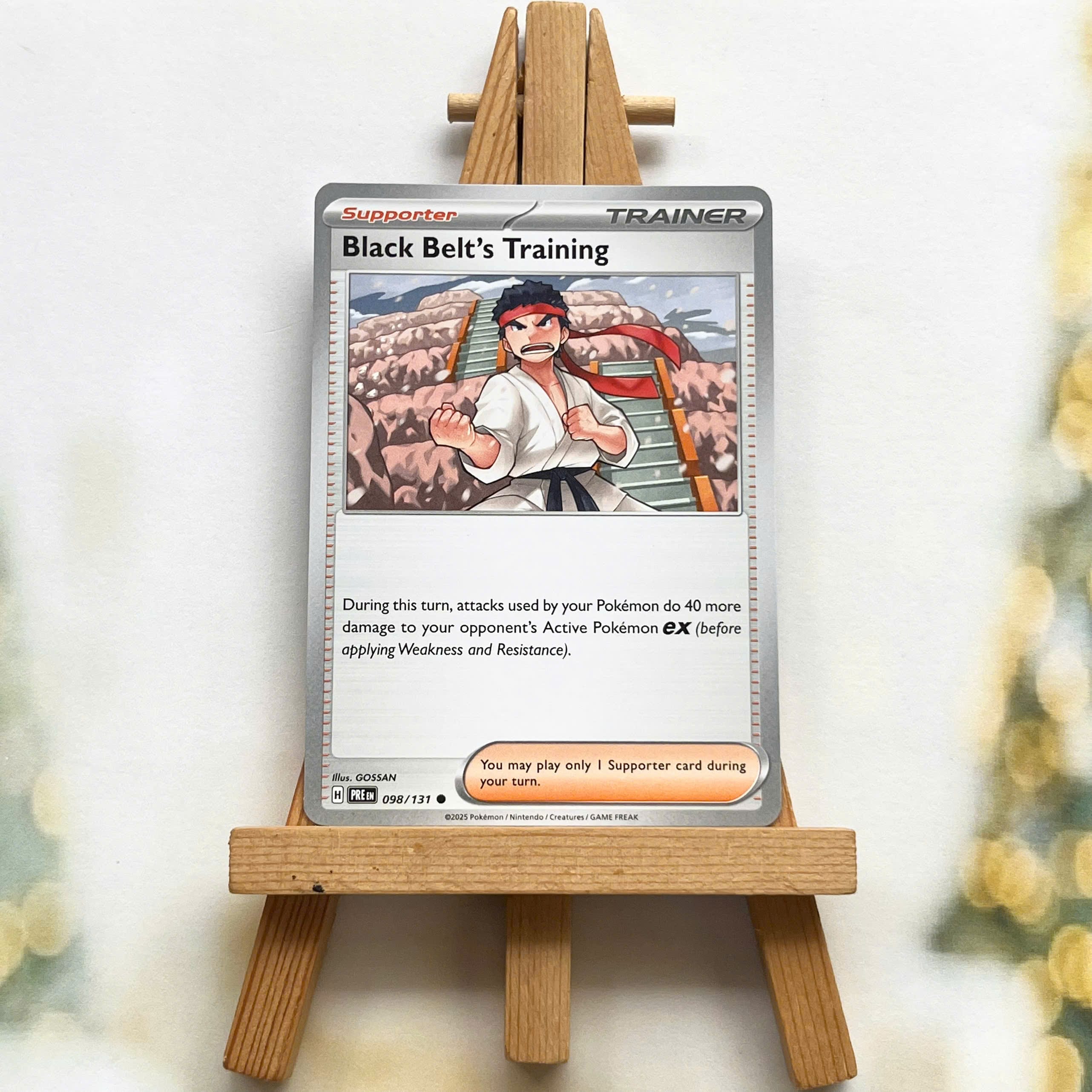 Thẻ hình Pokemon Black Belt's Training 098/131 - Lá bài lẻ Prismatic Evolutions Common Reverse Holo tiếng Anh chính hãng
