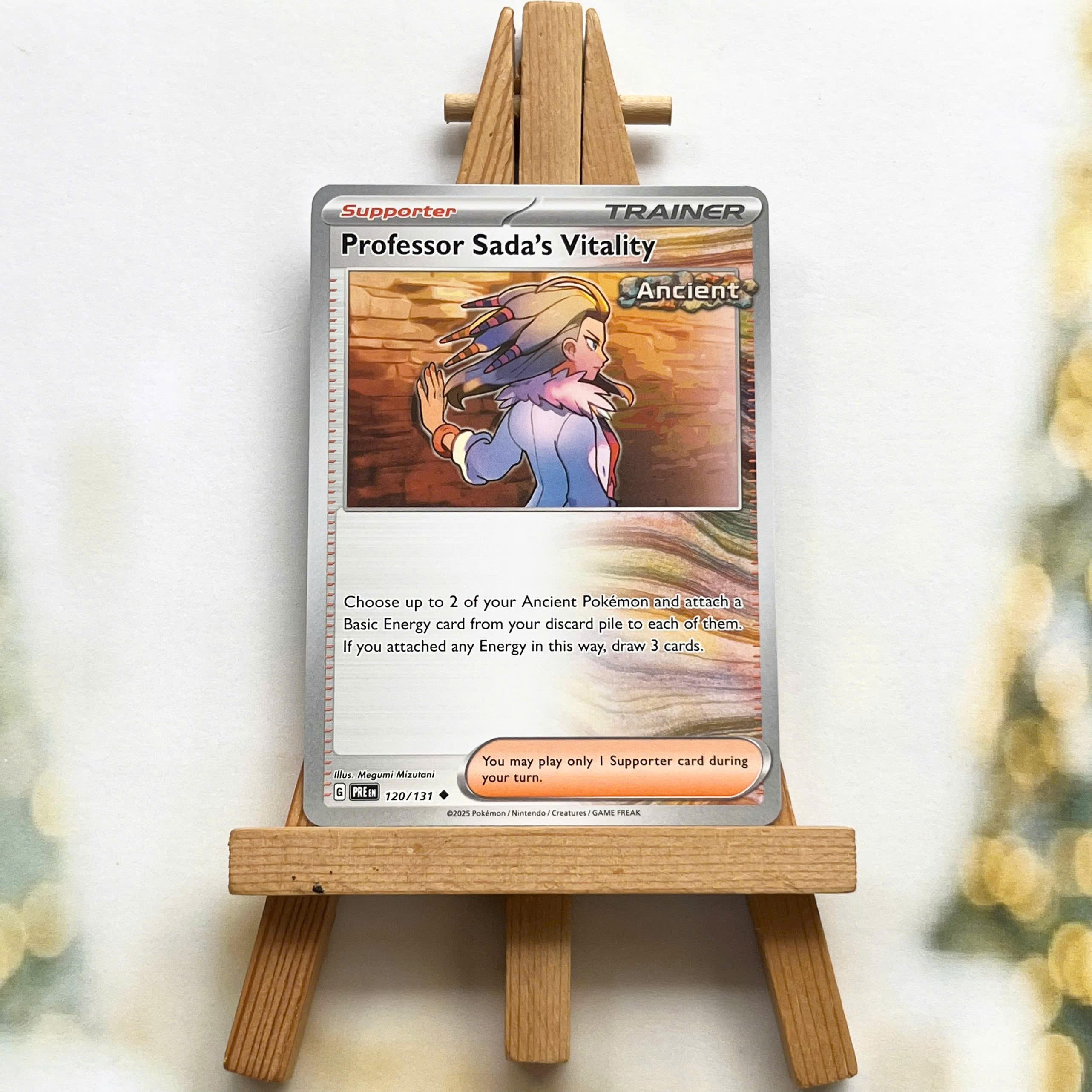 Thẻ hình Pokemon Professor Sada's Vitality 120/131 - Lá bài lẻ Prismatic Evolutions Uncommon Reverse Holo tiếng Anh chính hãng