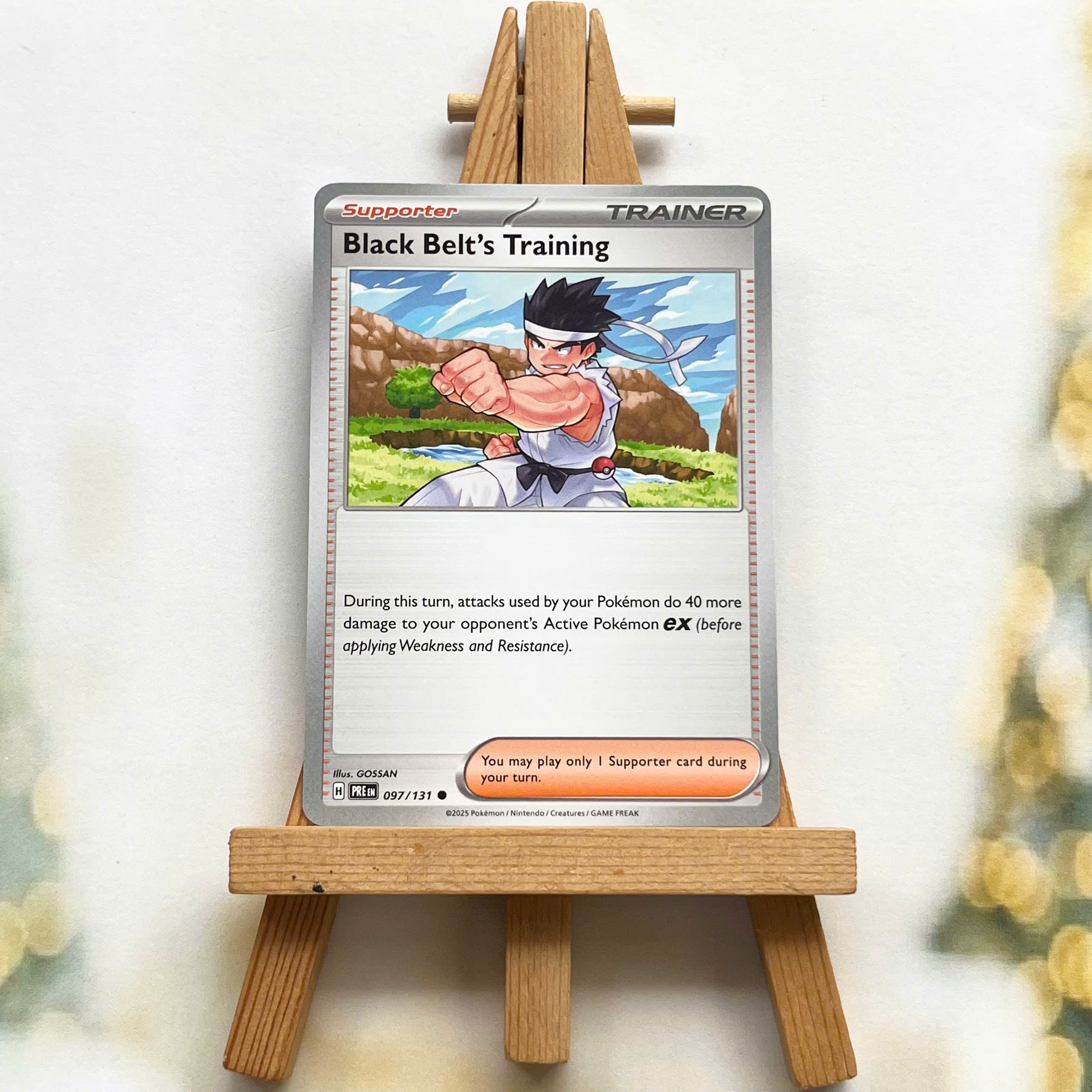 Thẻ hình Pokemon Black Belt's Training 097/131 - Lá bài lẻ Prismatic Evolutions Common Reverse Holo tiếng Anh chính hãng