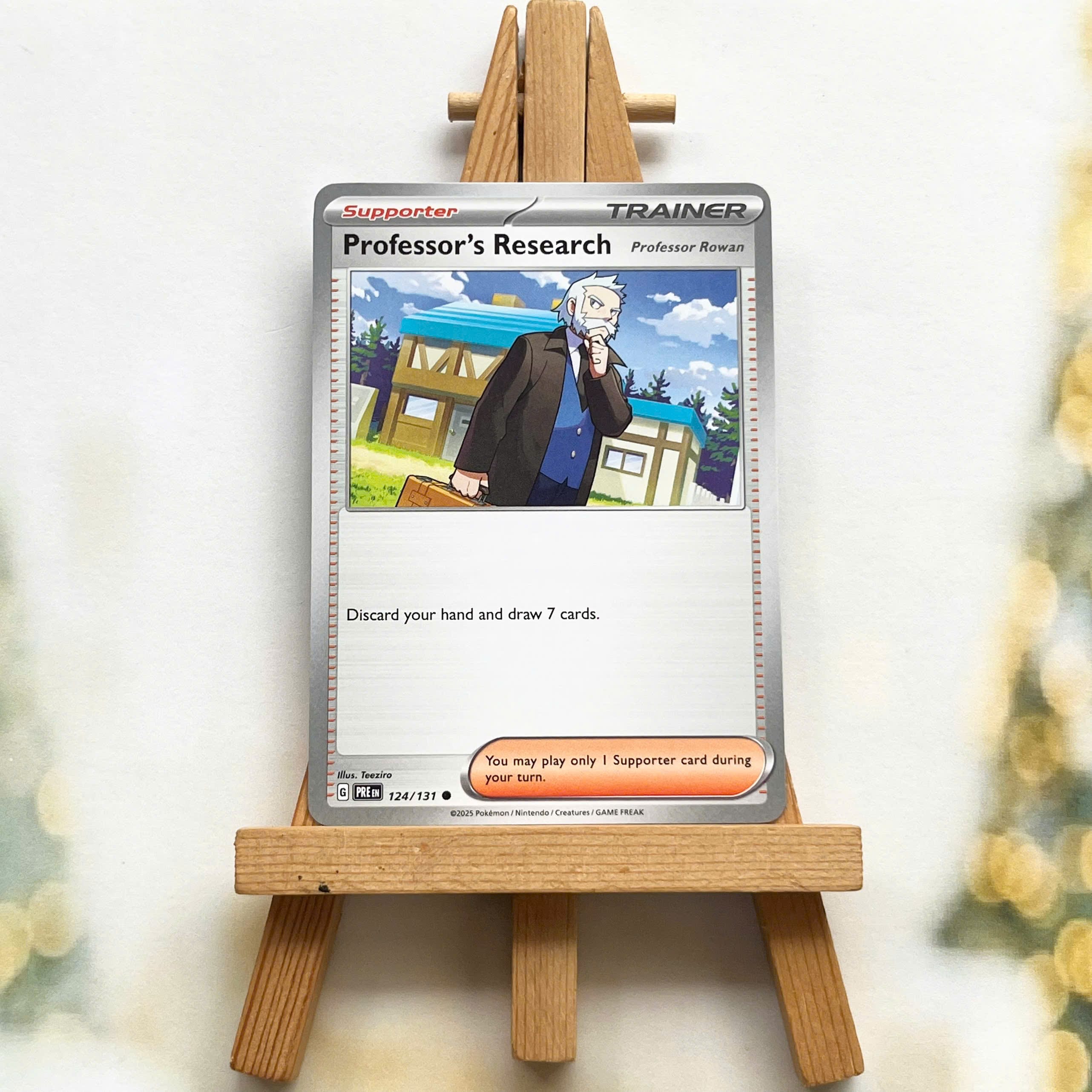 Thẻ hình Pokemon Professor's Research (Professor Rowan) 124/131 - Lá bài lẻ Prismatic Evolutions Common Reverse Holo tiếng Anh chính hãng