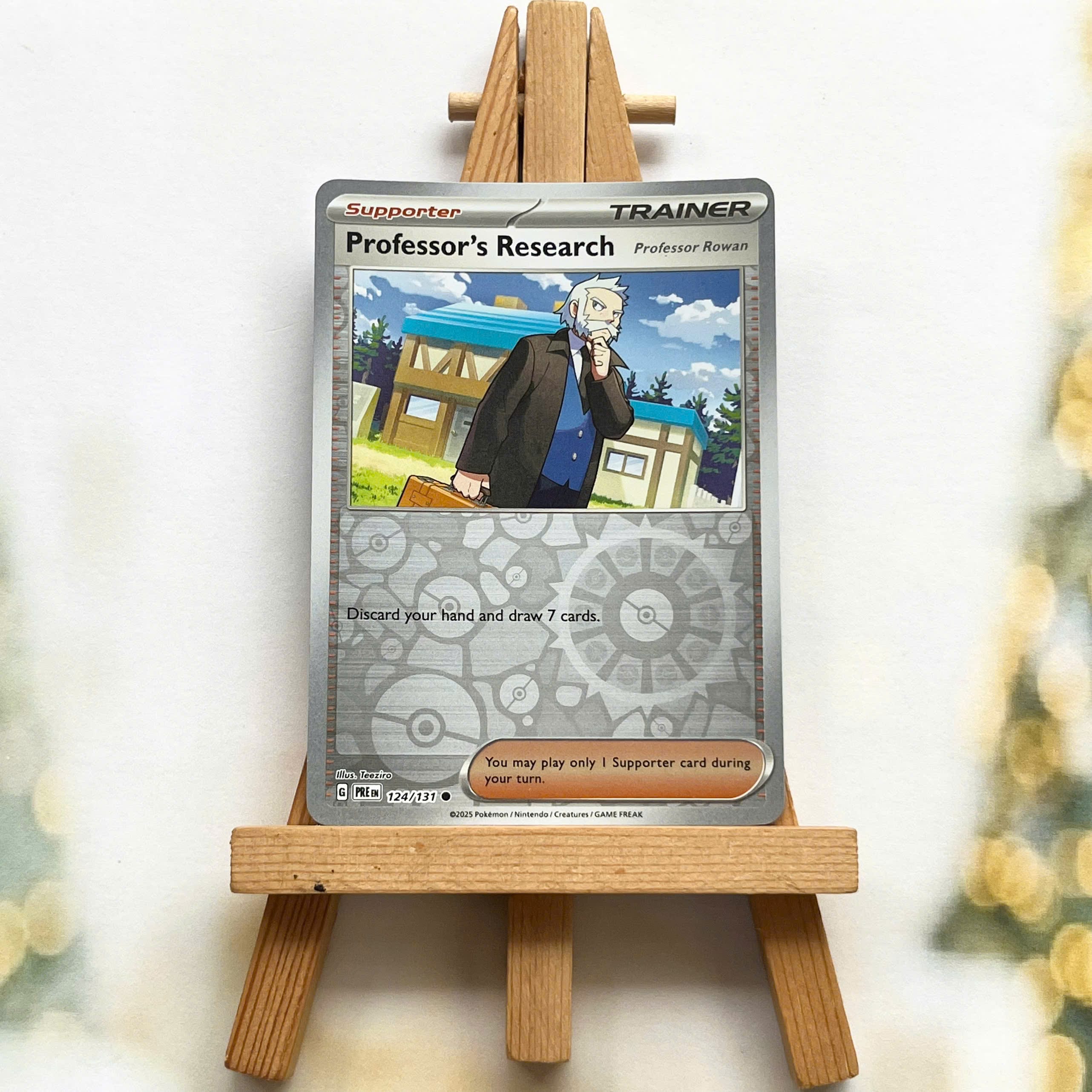 Thẻ hình Pokemon Professor's Research (Professor Rowan) 124/131 - Lá bài lẻ Prismatic Evolutions Common Reverse Holo tiếng Anh chính hãng