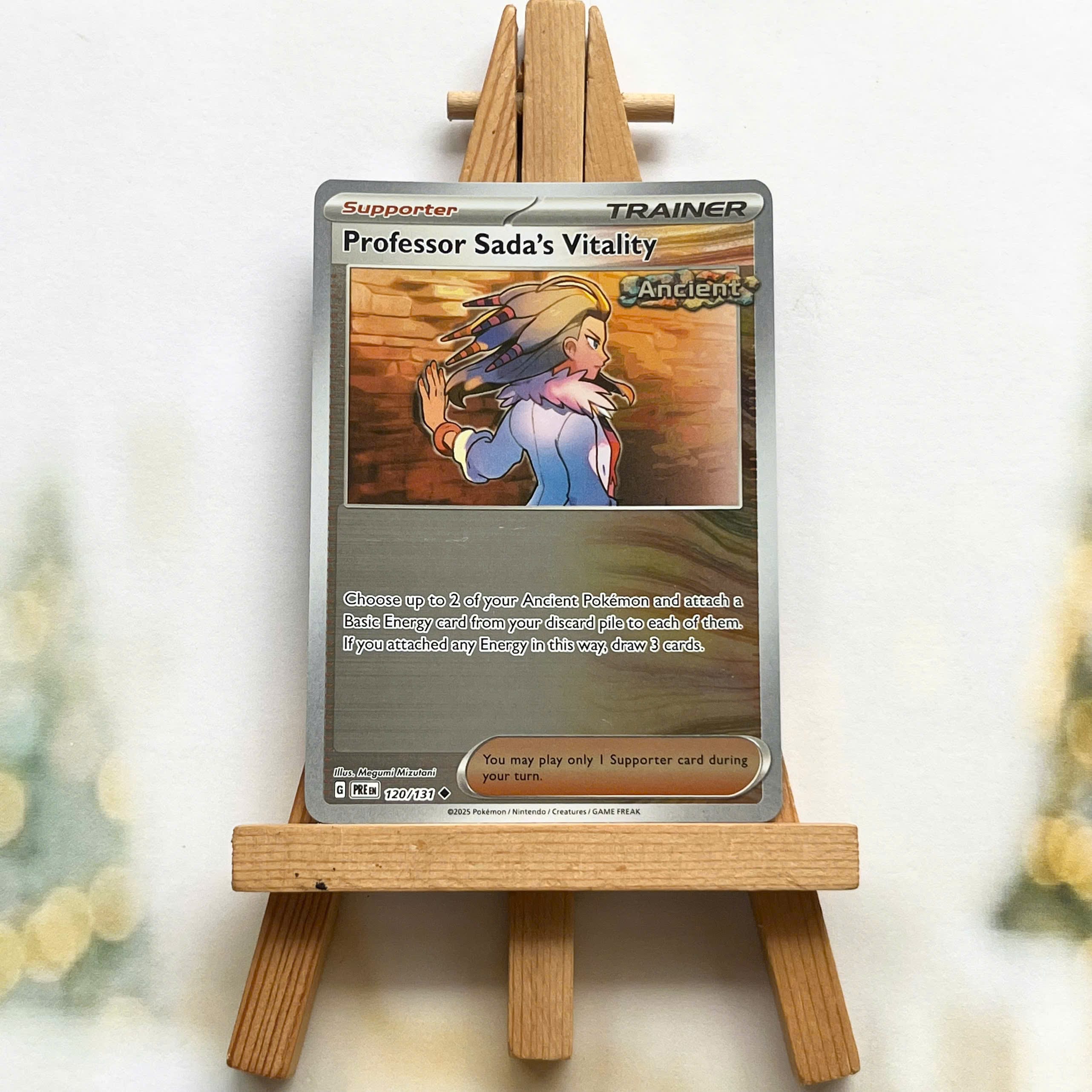 Thẻ hình Pokemon Professor Sada's Vitality 120/131 - Lá bài lẻ Prismatic Evolutions Uncommon Reverse Holo tiếng Anh chính hãng