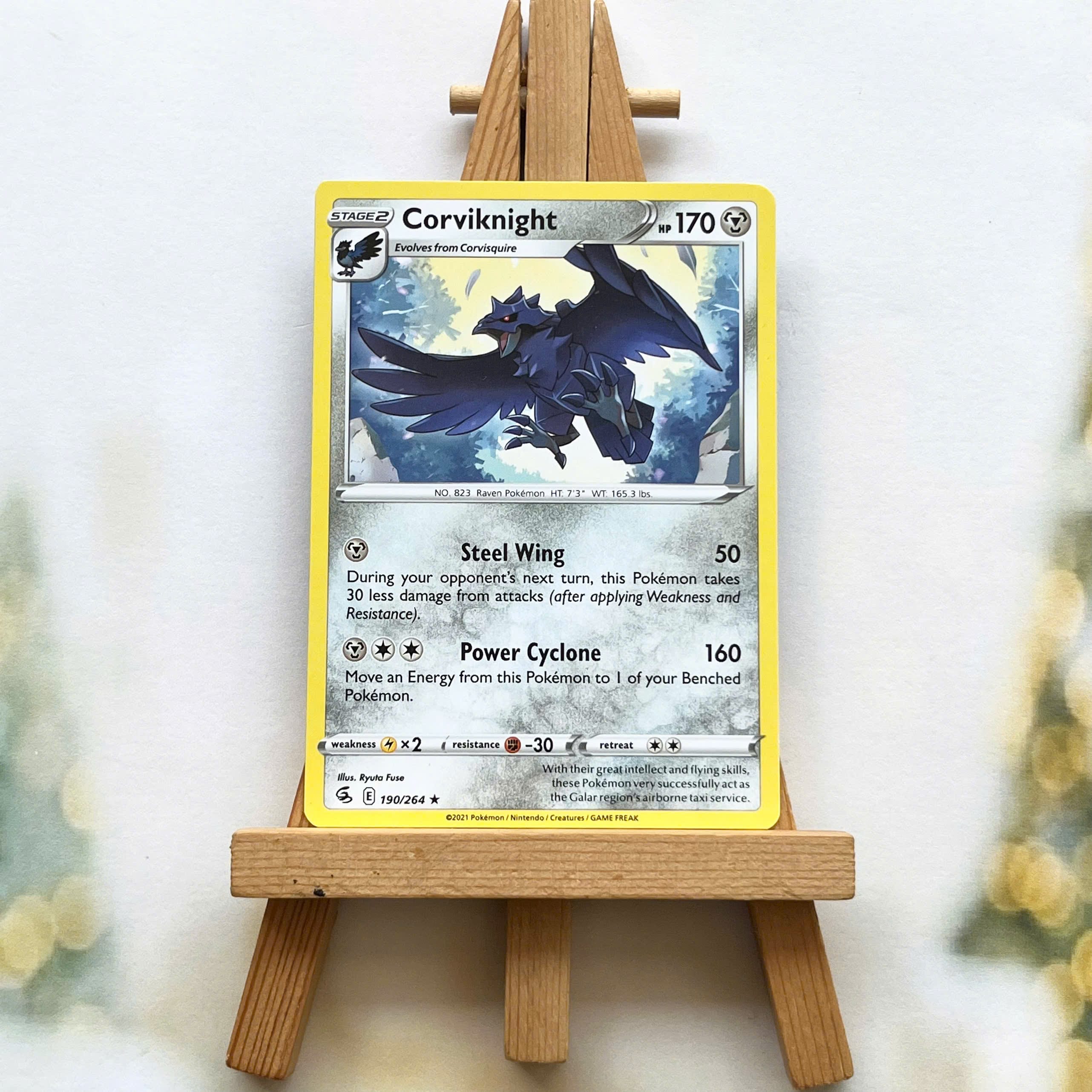 Thẻ hình Pokemon Corviknight 190/264 - Lá bài lẻ Sword & Shield: Fusion Strike Rare Reverse Holo tiếng Anh chính hãng