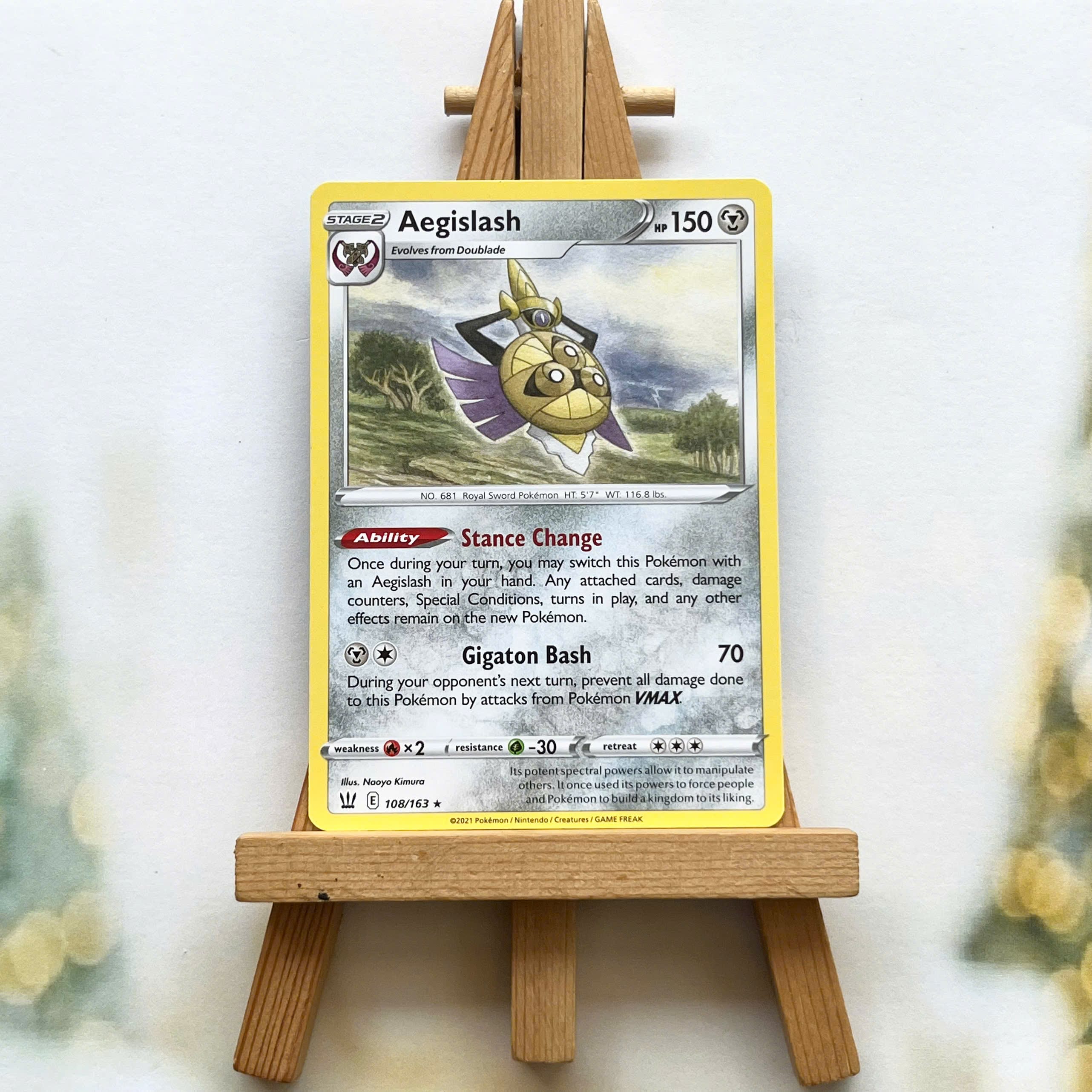 Thẻ hình Pokemon Aegislash 108/163 - Lá bài lẻ Battle Styles Rare tiếng Anh chính hãng
