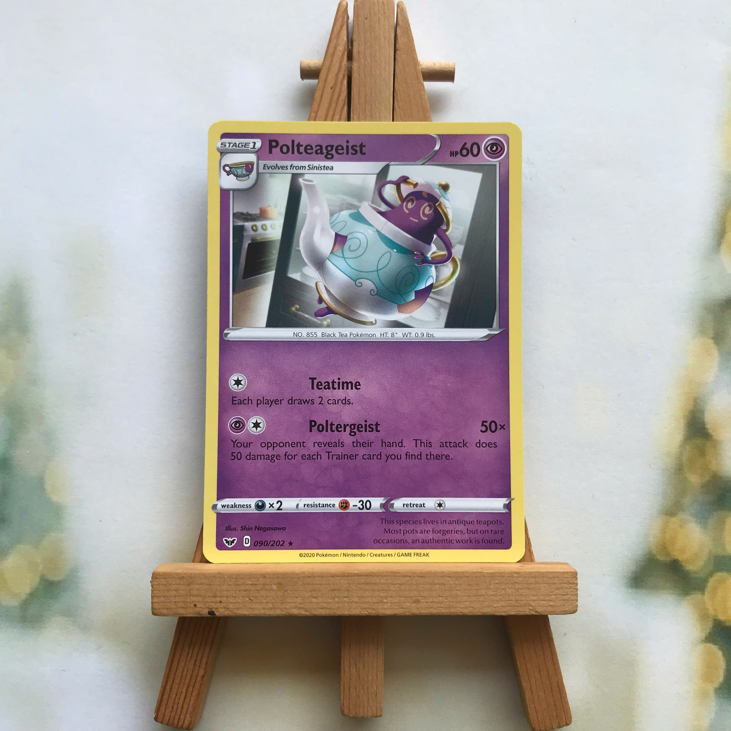 Thẻ hình Pokemon Polteageist 090/202 - Lá bài lẻ Sword & Shield Base Set Rare tiếng Anh chính hãng