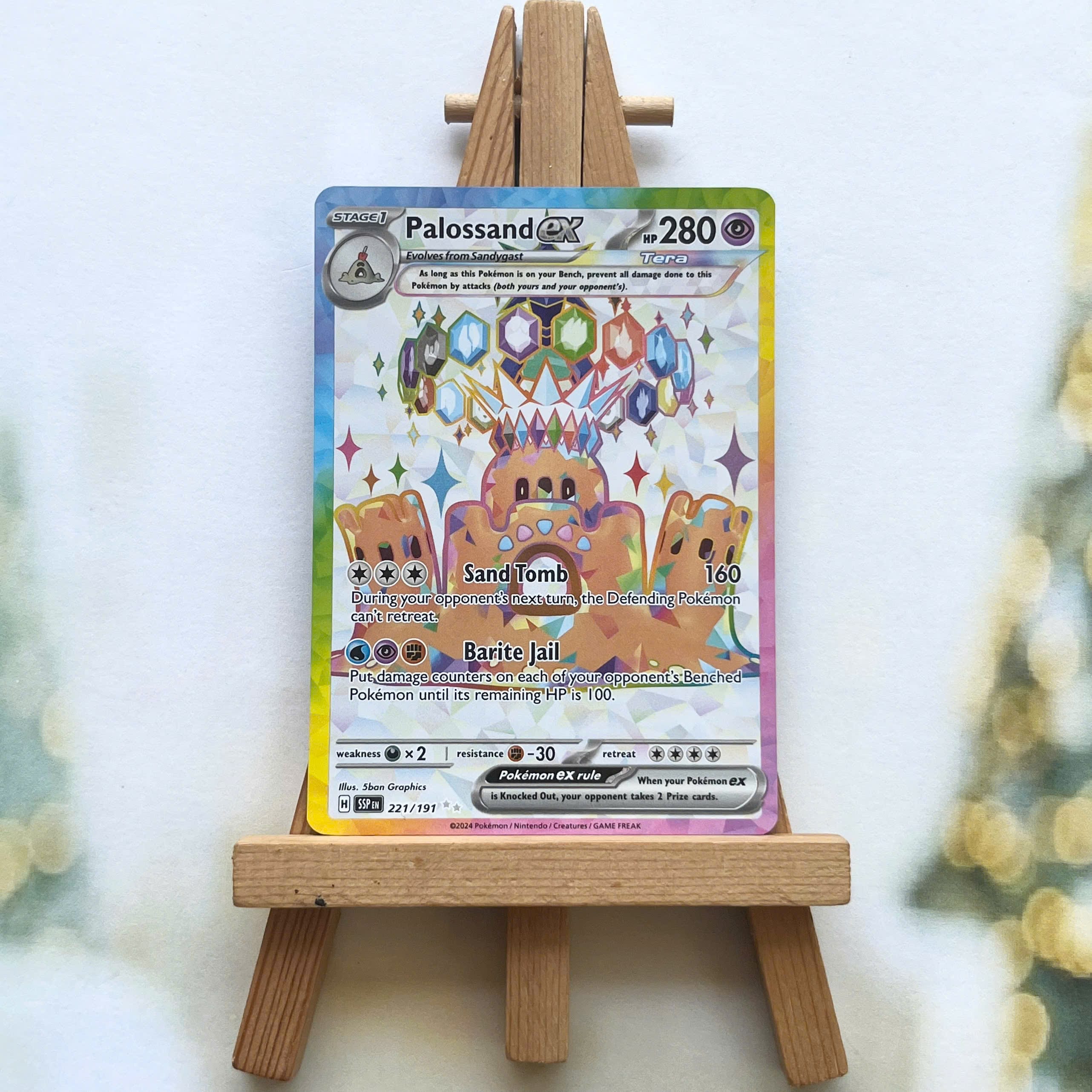 Thẻ hình Pokemon Palossand ex 221/191 - Lá bài lẻ Surging Sparks Full Art Secret Rare tiếng Anh chính hãng