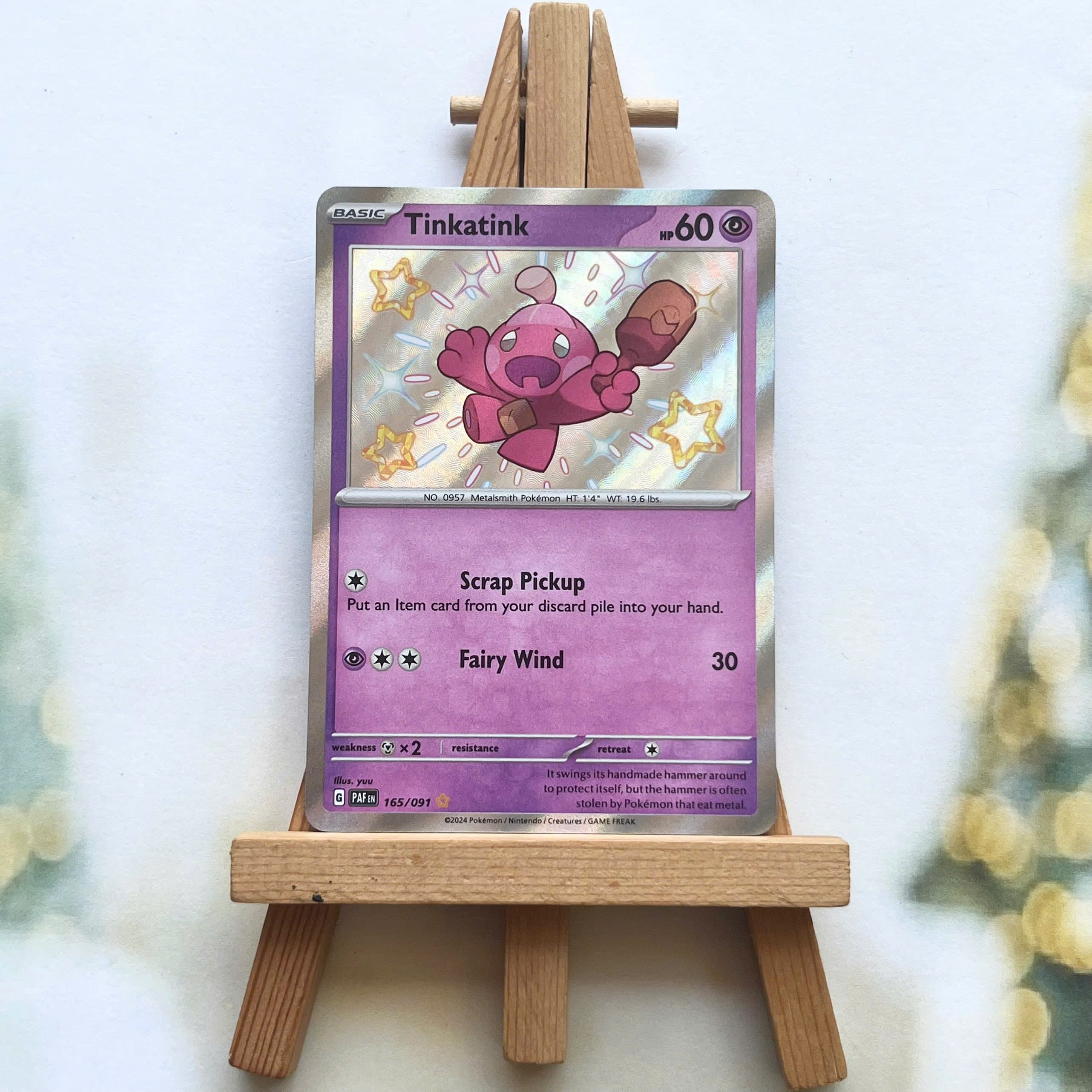Thẻ hình Pokemon Tinkatink 165/091 - Lá bài lẻ Paldean Fates Shiny Rare tiếng Anh chính hãng