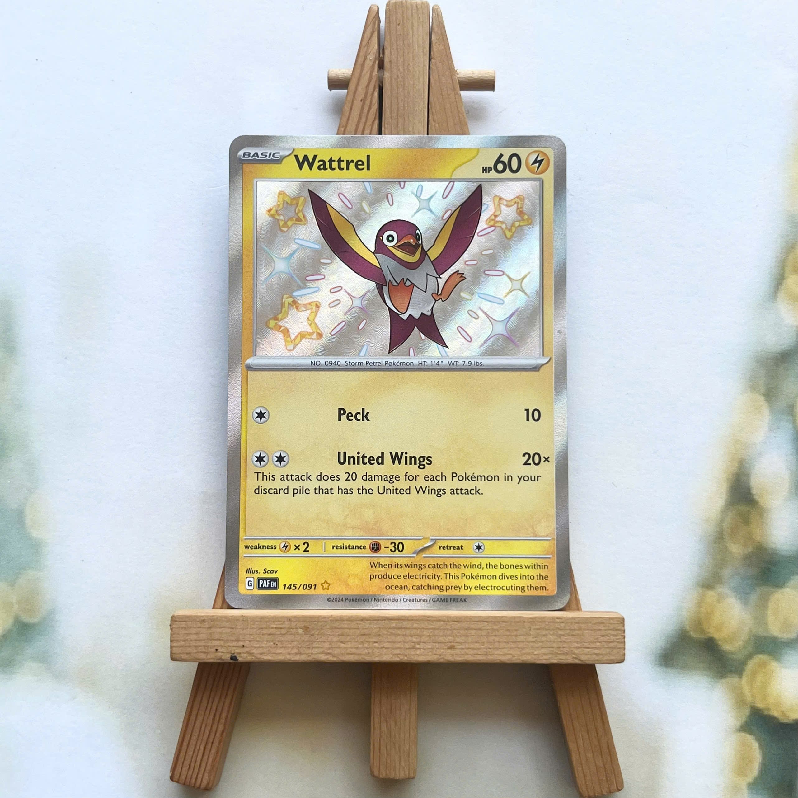 Thẻ hình Pokemon Wattrel 145/091 - Lá bài Scarlet & Violet: Paldean Fates Shiny Rare tiếng Anh chính hãng