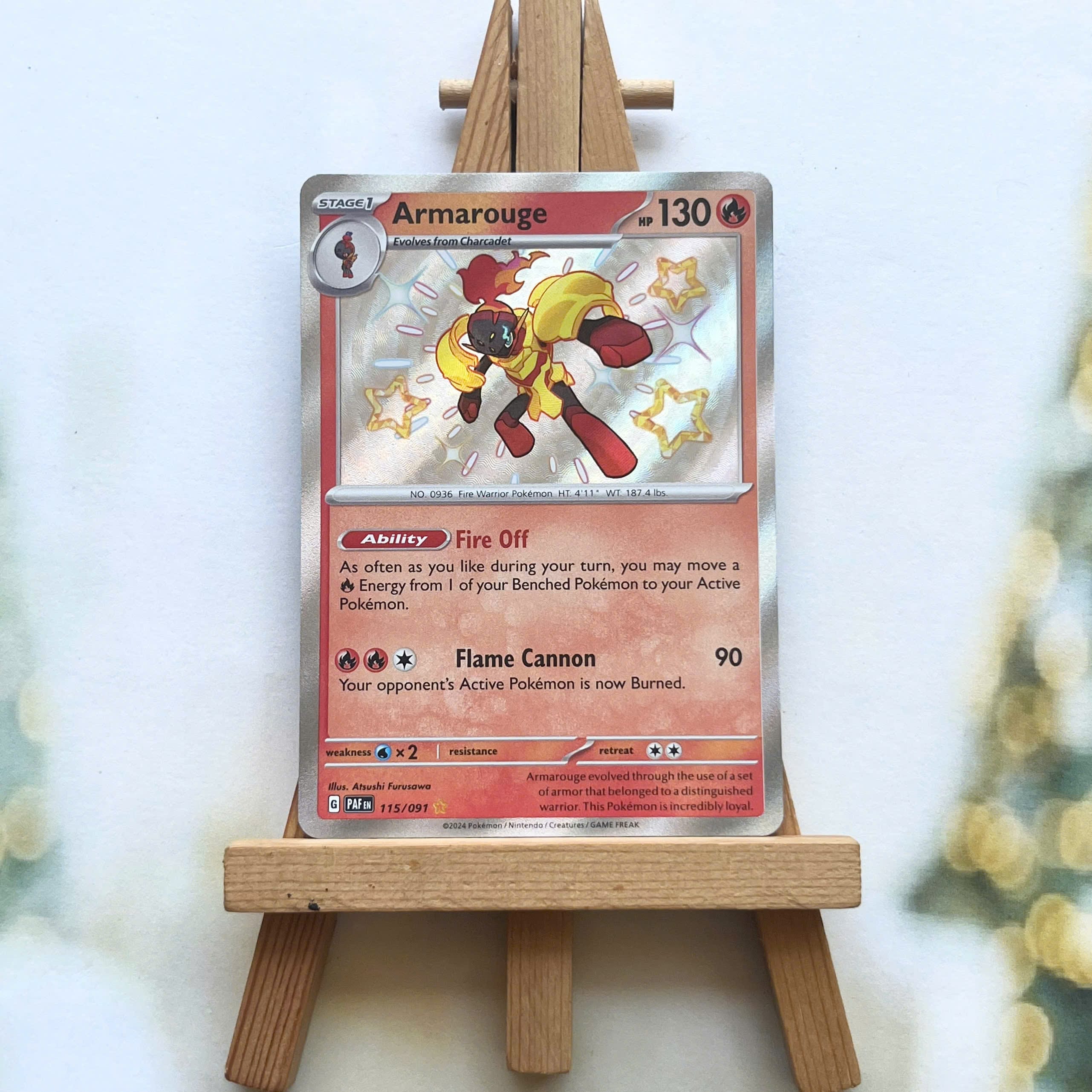 Thẻ hình Pokemon Armarouge 115/091 - Lá bài Scarlet & Violet: Paldean Fates Shiny Rare tiếng Anh chính hãng