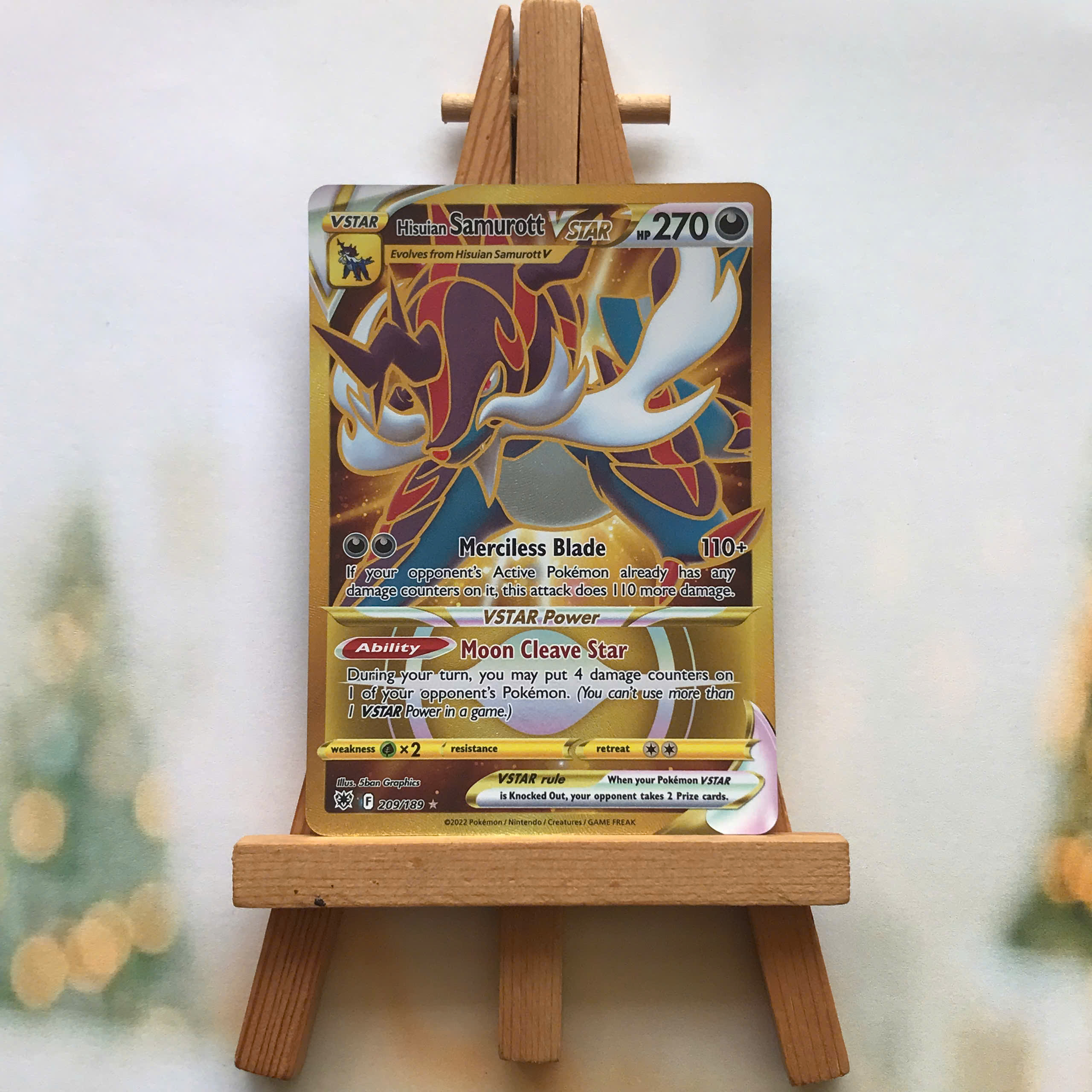 Thẻ hình Pokemon Hisuian Samurott VSTAR 209/189 - Lá bài lẻ Gold Secret tiếng Anh chính hãng
