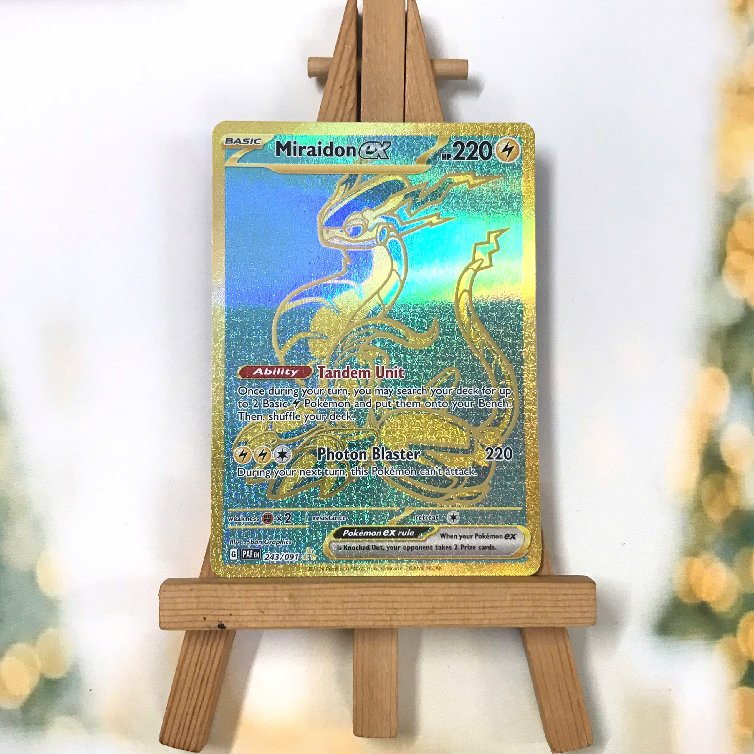 Thẻ hình Pokemon Miraidon ex 243/091 - Lá bài Paldean Fates Gold Secret Rare tiếng Anh chính hãng