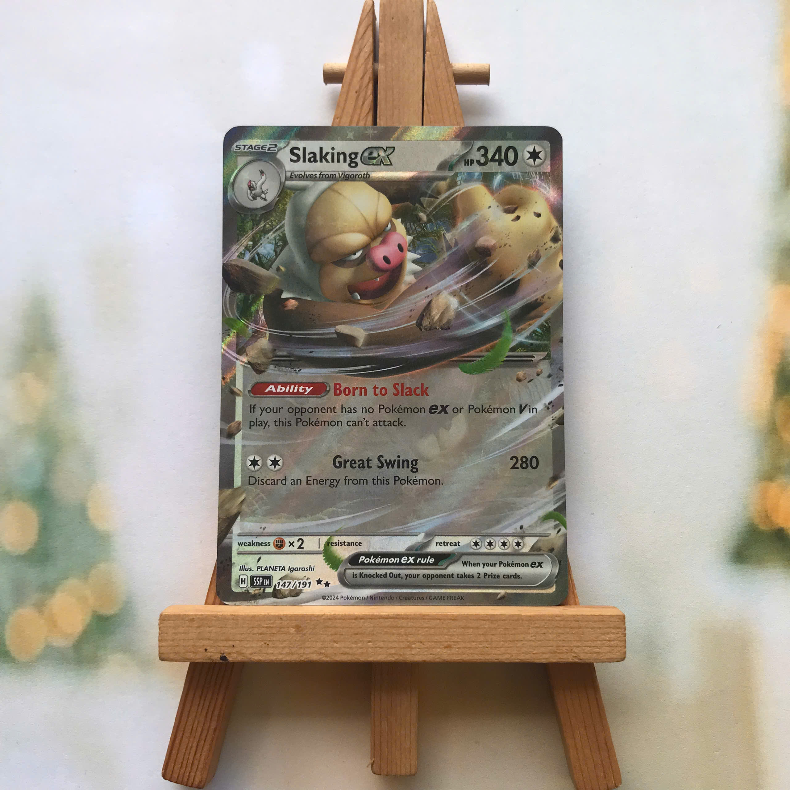 Thẻ hình Pokemon Slaking ex 147/191 - Lá bài lẻ Surging Sparks Ultra Rare tiếng Anh chính hãng