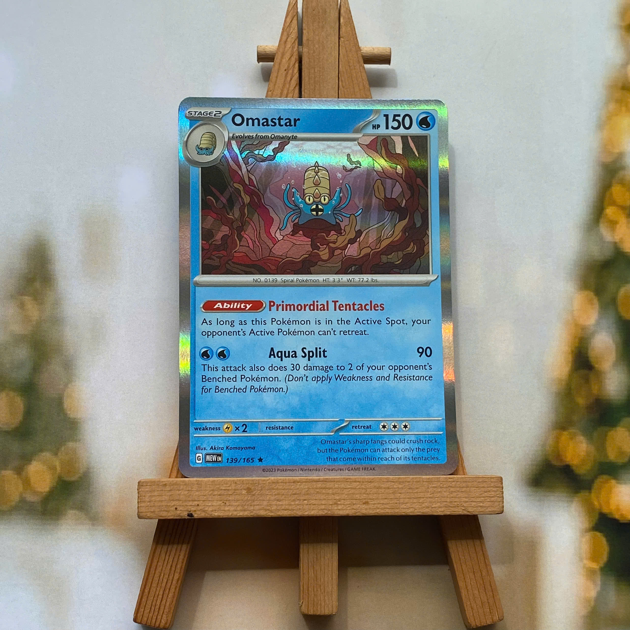 Thẻ hình Pokemon Omastar 139/165 - Lá bài Scarlet & Violet 151 Rare Reverse Holo tiếng Anh chính hãng