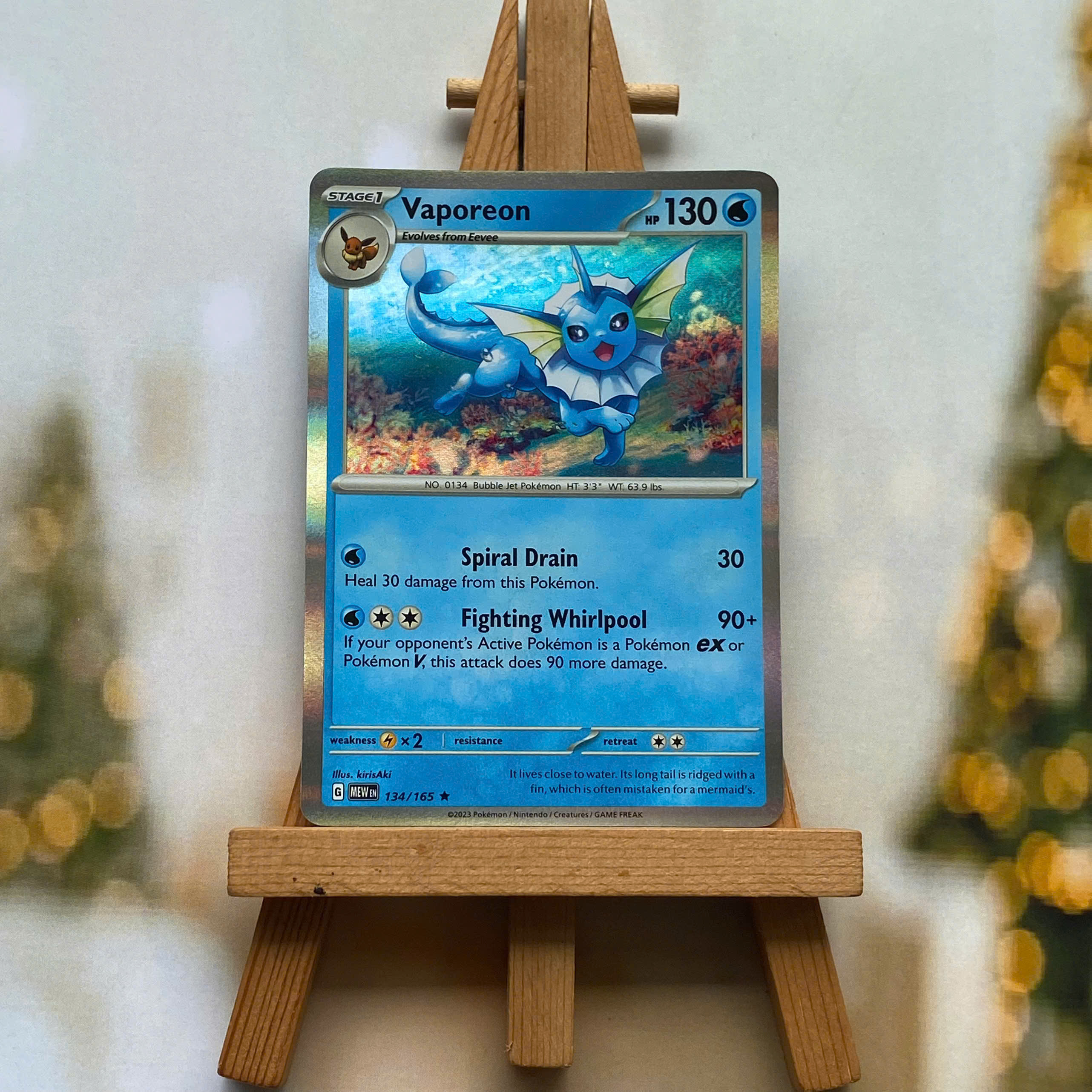 Thẻ hình Pokemon Vaporeon 134/165 - Lá bài Scarlet & Violet 151 Rare Reverse Holo tiếng Anh chính hãng