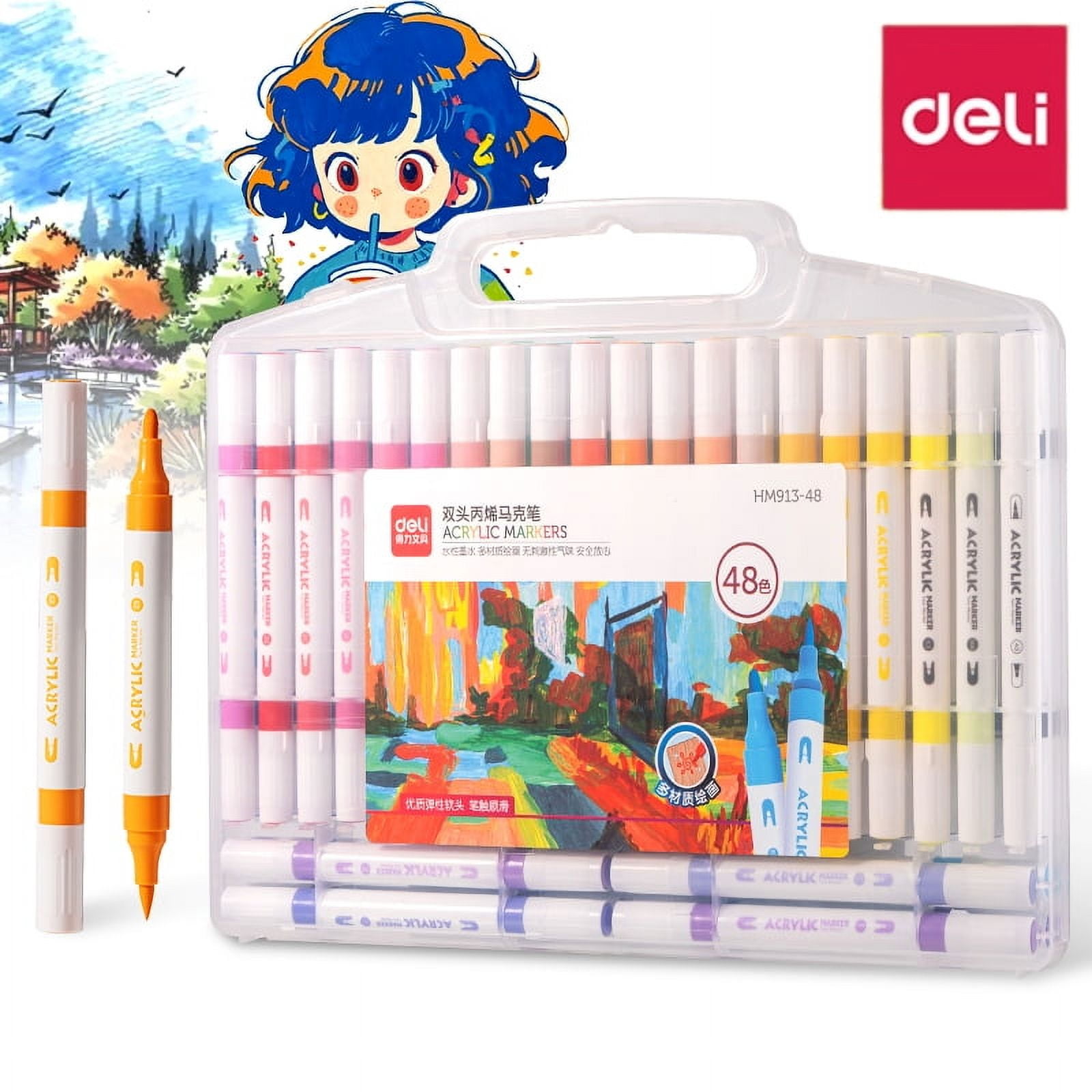 Hộp bút marker hai đầu acrylic marker HM913 - 48