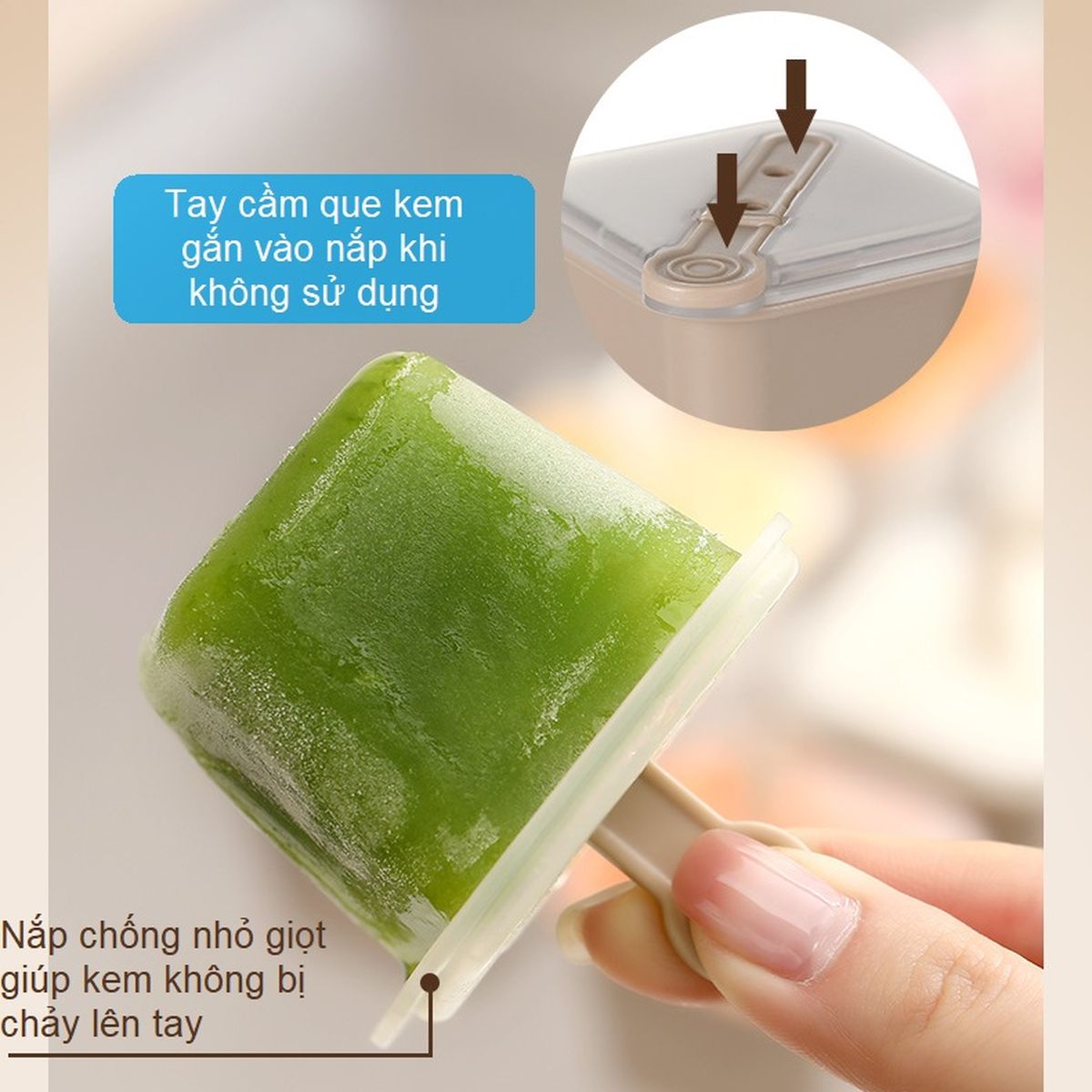 Bộ 6 Khay đá viên lớn kiêm làm kem que dung tích 60ml mỗi viên Fasola PS511