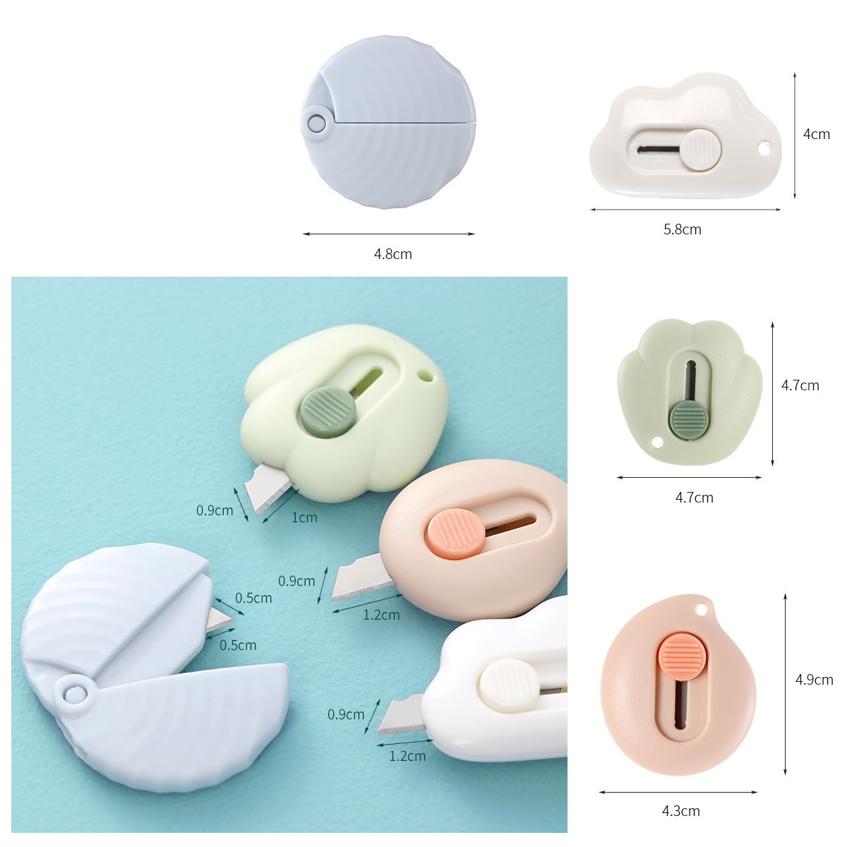 Dao rọc giấy mini kiêm móc chìa khóa nhiều hình dạng màu sắc Fasola DZ533