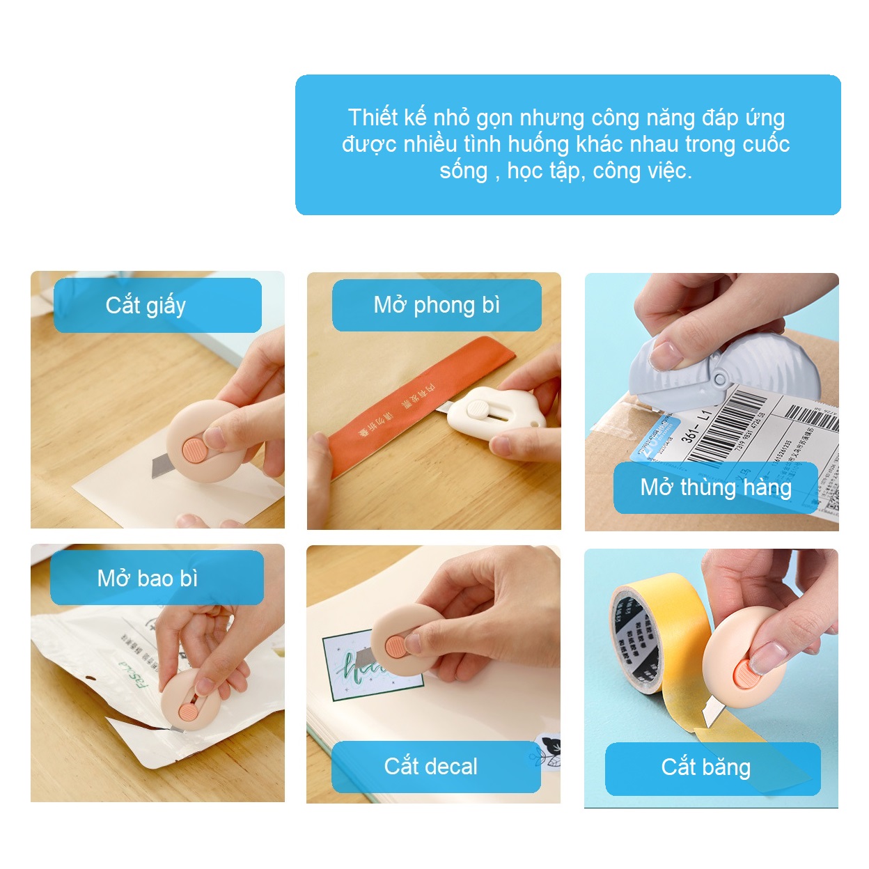 Dao rọc giấy mini kiêm móc chìa khóa nhiều hình dạng màu sắc Fasola DZ533