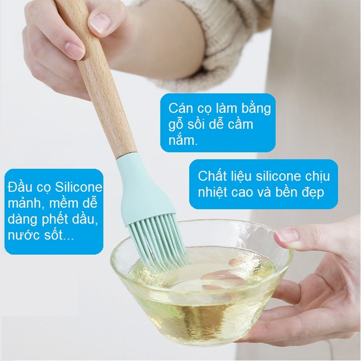 Dụng cụ nấu ăn Silicone cán gỗ sồi SH121