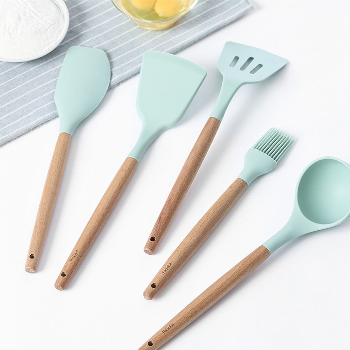 Dụng cụ nấu ăn Silicone cán gỗ sồi SH121