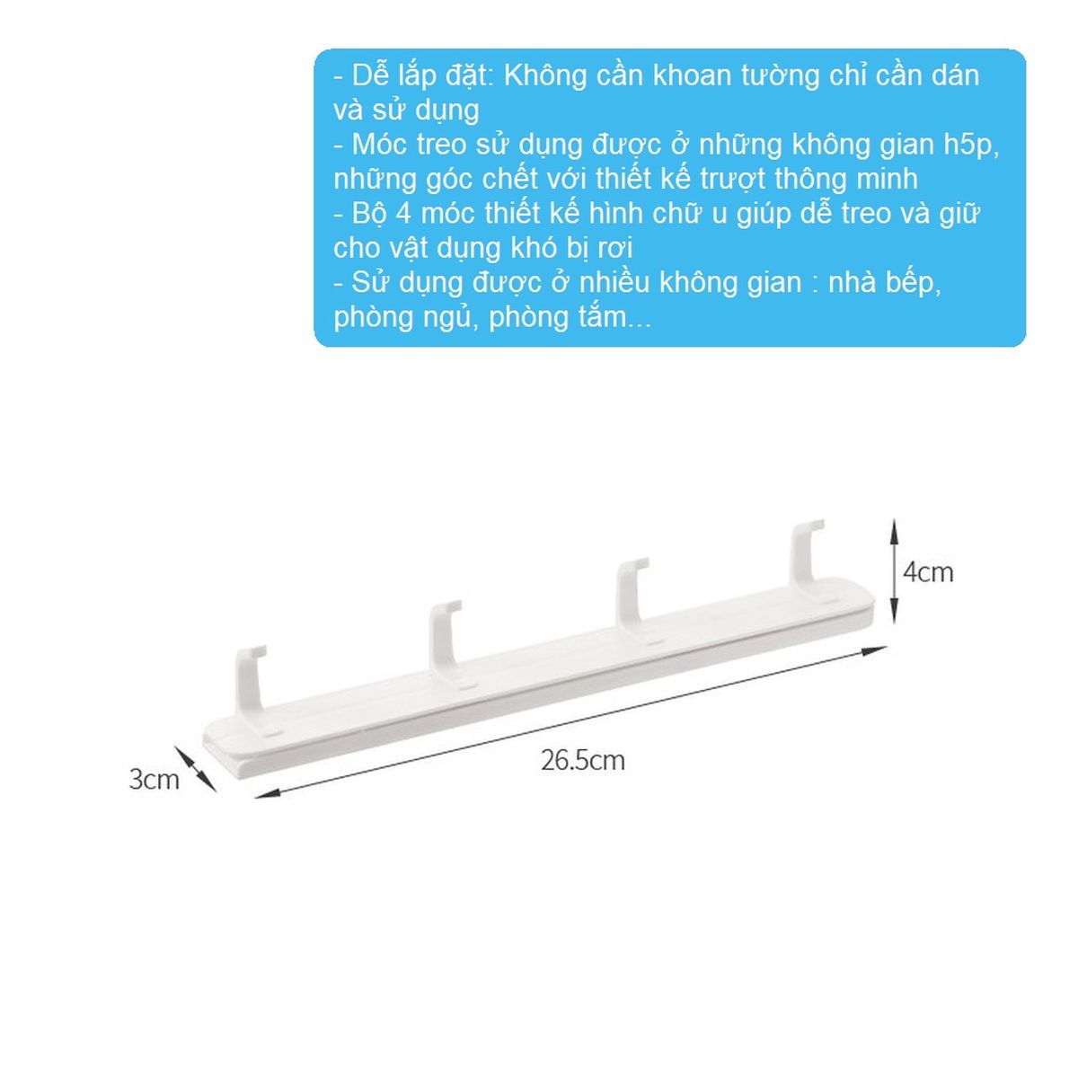 Bộ 4 móc treo dụng cụ bếp dán tường Fasola YF168