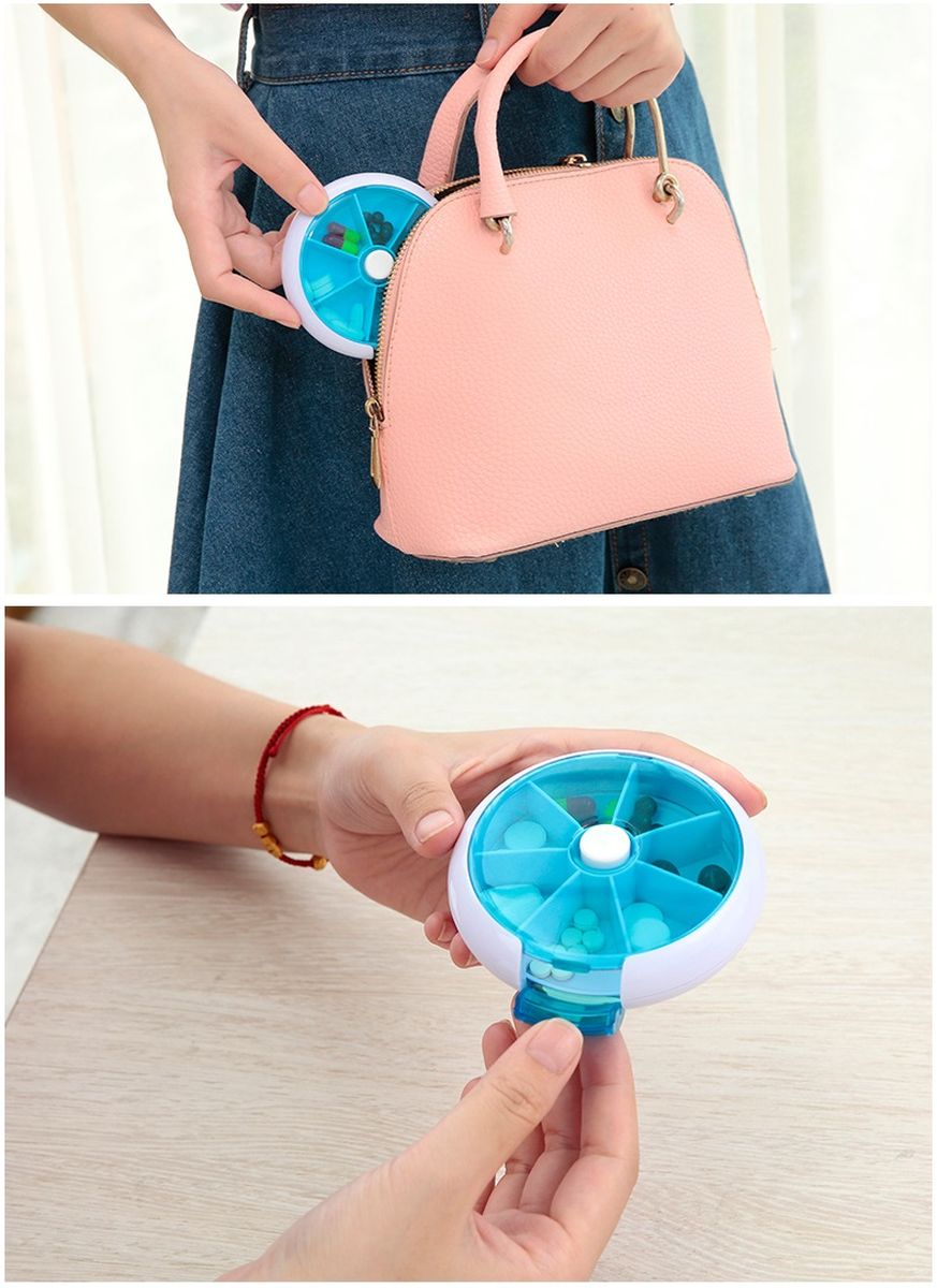 Hộp thuốc tròn 7 ngăn nhấn xoay Fasola RY167