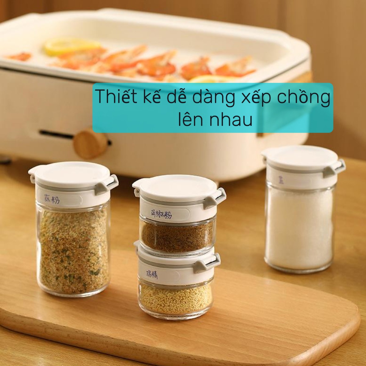 Hộp rắc gia vị 2 nắp, thân thủy tinh Fasola PS569