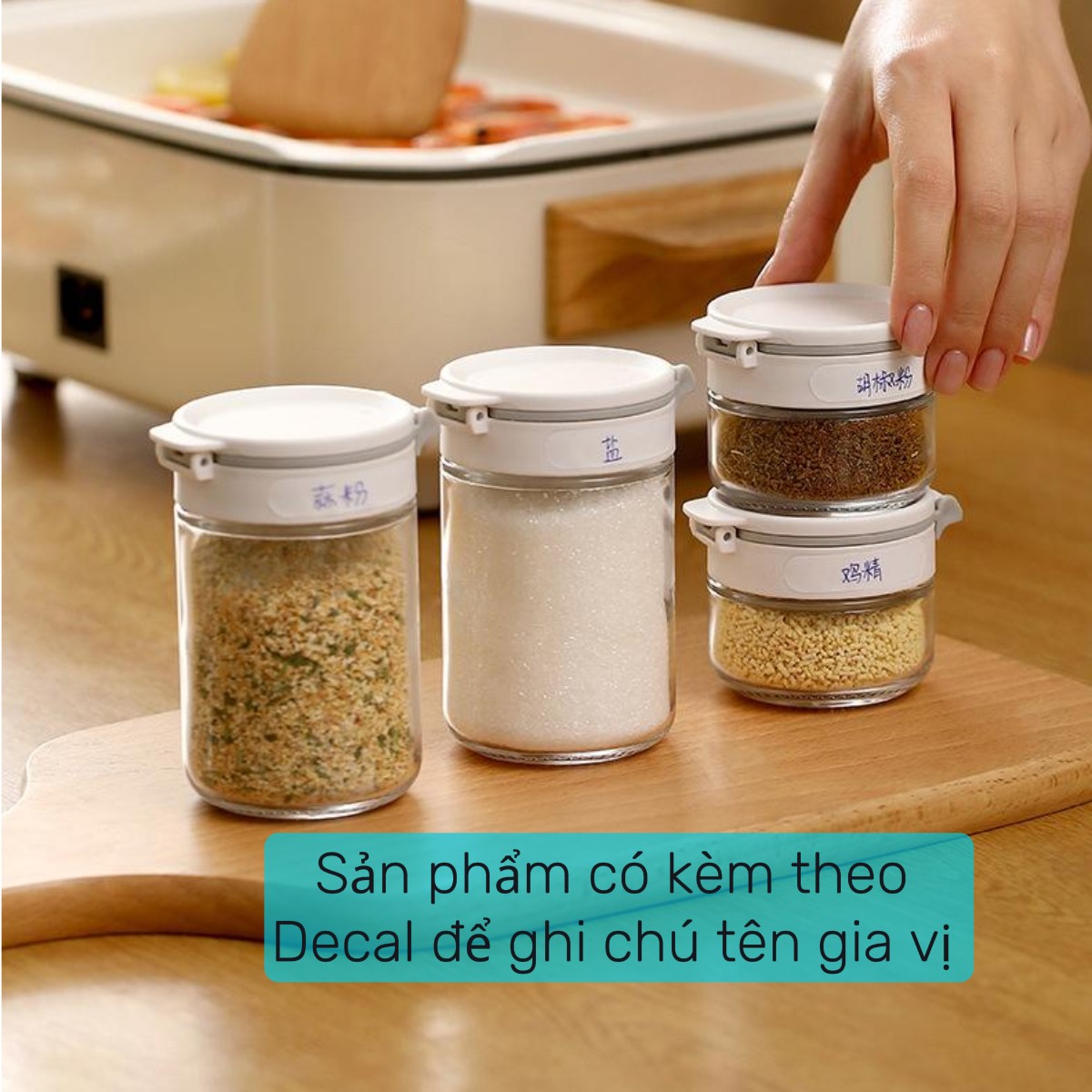 Hộp rắc gia vị 2 nắp, thân thủy tinh Fasola PS569